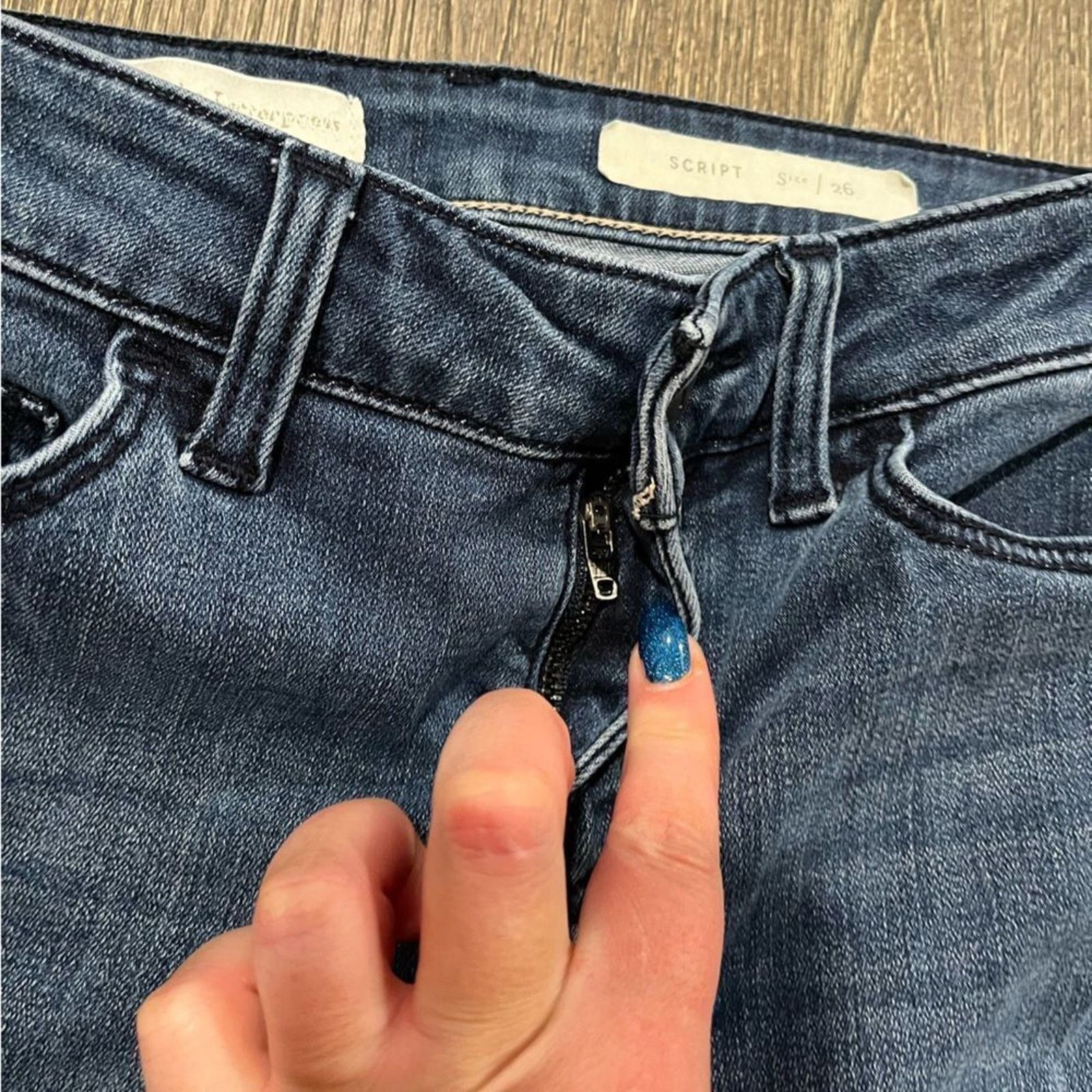 Anthropologie Pilcro The Letterpress Skinny Jeans Script Frayed Mid Rise Size 26" / US 2 / IT 38 - 5 Thumbnail