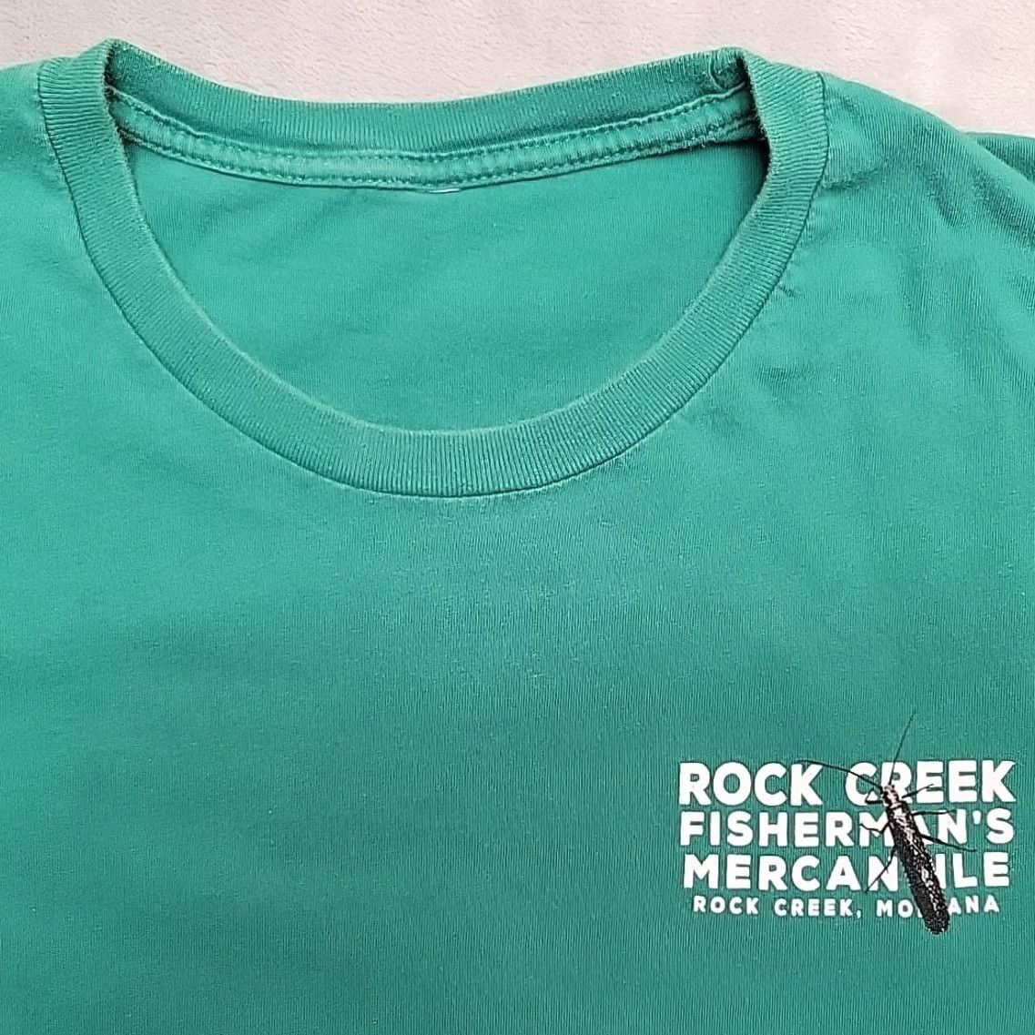Vintage Rock Creek Fisherman's Mercantile Shirt Mens M Green Trout Graphic Montana Retro Size US M / EU 48-50 / 2 - 2 Thumbnail
