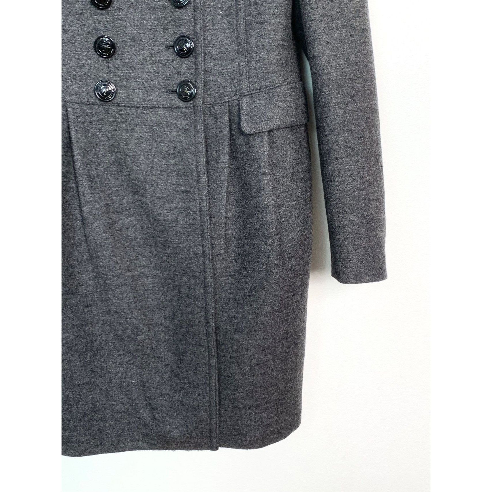 Burberry Burberry Womens Dark Grey Wool Double-Breasted Overcoat Size Size S / US 4 / IT 40 - 4 Thumbnail