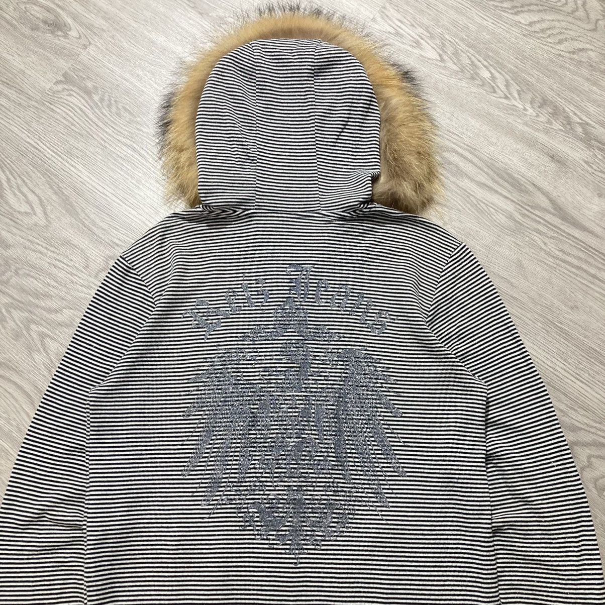 20471120 2000s Reiz Jeans Poem Striped Fur Ziphoodie Punk Lgb Style Size US M / EU 48-50 / 2 - 11 Thumbnail