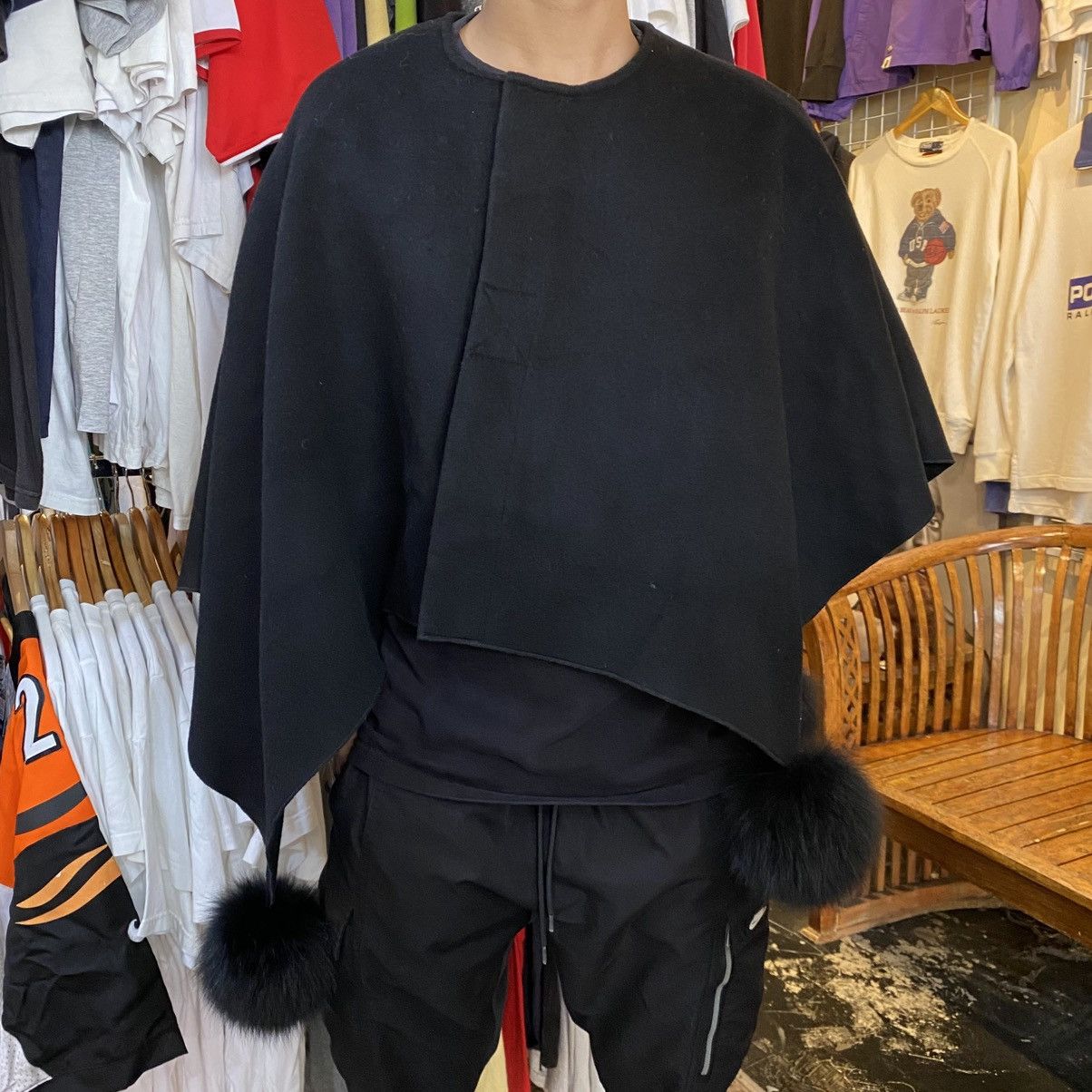 Marni Oversize Pom-Pom Wool Cape Poncho Women’s