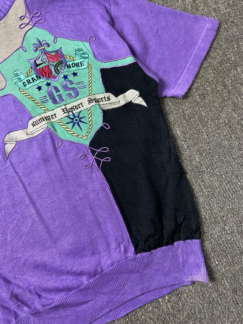 Japanese Brand Gran Signore Embroidered Short Sleeve Knitwear (191) Size US S / EU 44-46 / 1 - 7 Thumbnail