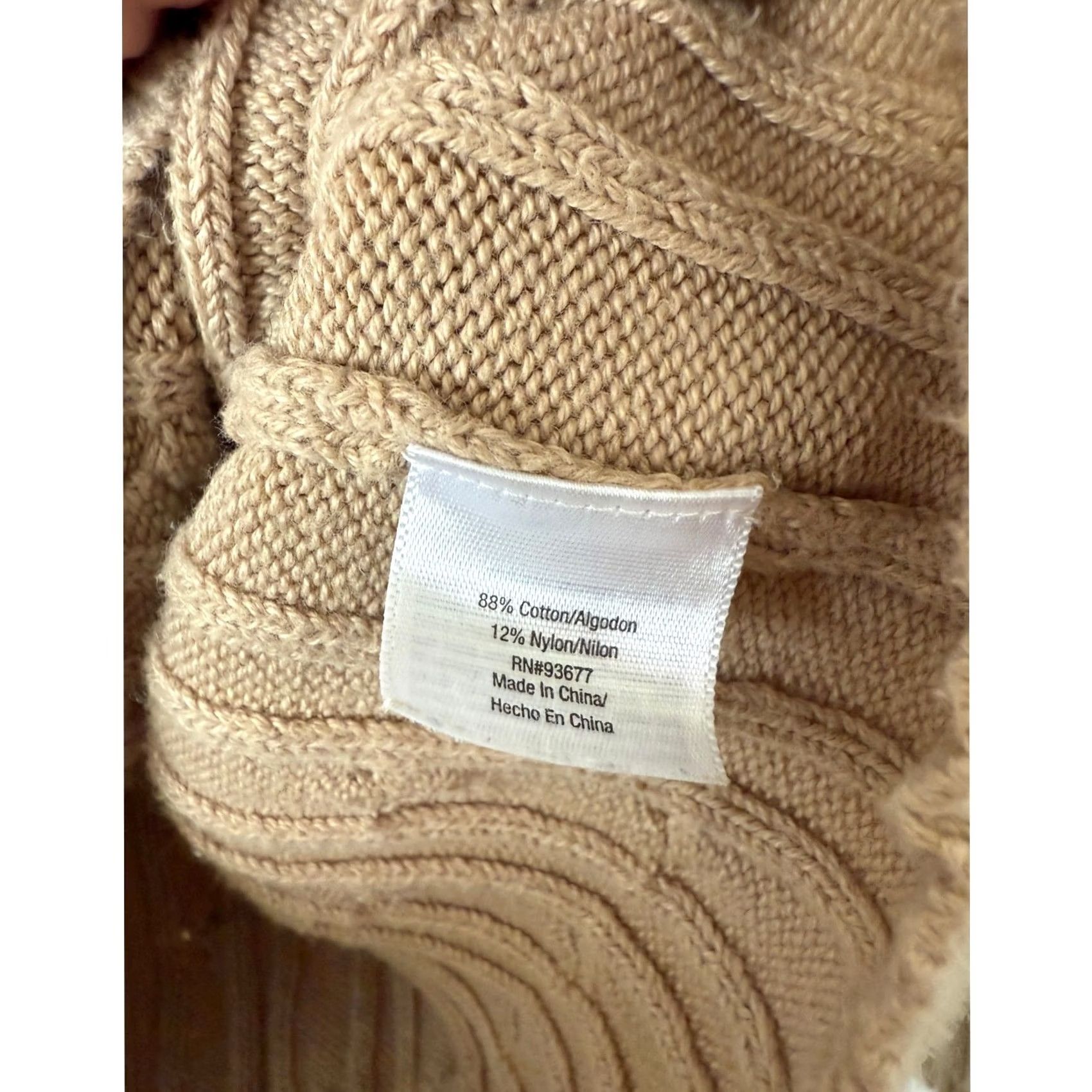 Vintage St. John's Bay Tan Long Sleeve Crewneck Pullover Cable Knit Sweater - M Petite Womens Size M / US 6-8 / IT 42-44 - 3 Thumbnail