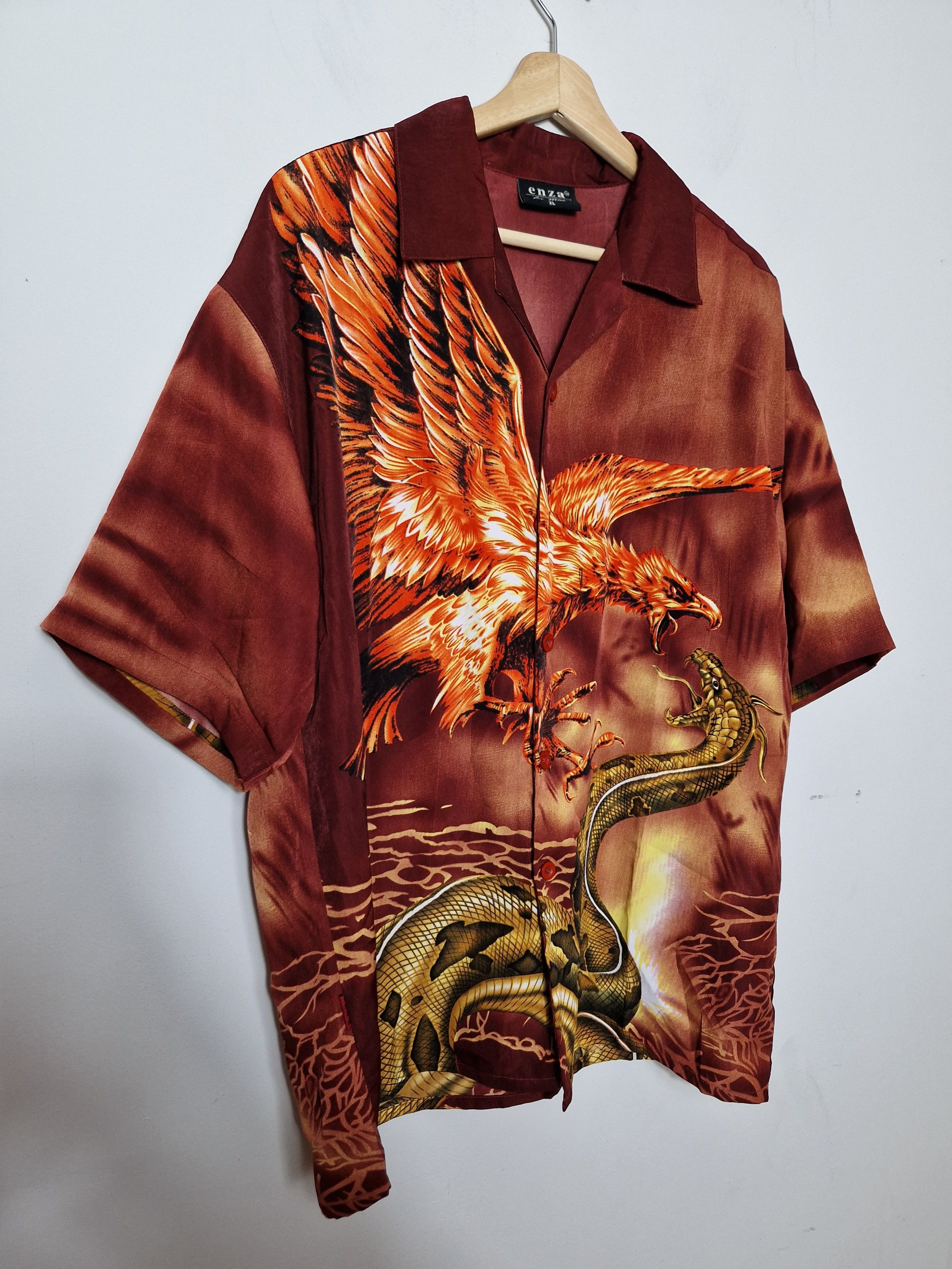 Japanese Brand vintage crazy shirt full printed pheonix shirt Size US XXL / EU 58 / 5 - 5 Thumbnail