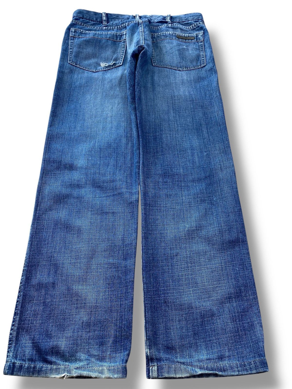 Japanese Brand Japanese Brand Blue Wash Ripped Straight Leg Jeans Size US 34 / EU 50 - 3 Thumbnail