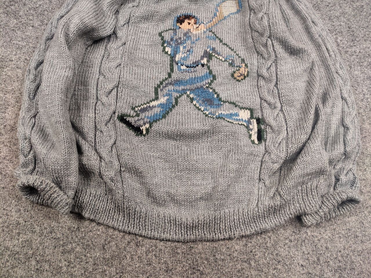 Japanese Brand Vintage 90's handmade Knit Sweater with big tennis player Size US S / EU 44-46 / 1 - 10 Thumbnail
