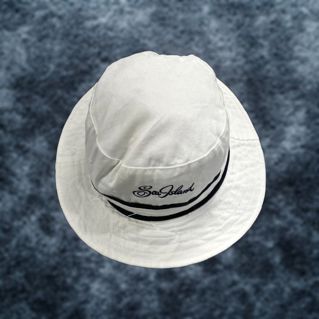 Vintage Ahead Sea Island Golf Bucket Hat Cap Adult M/L White Navy Blue, Cotton, Casual, Men, 1 Size? Size ONE SIZE - 1 Thumbnail