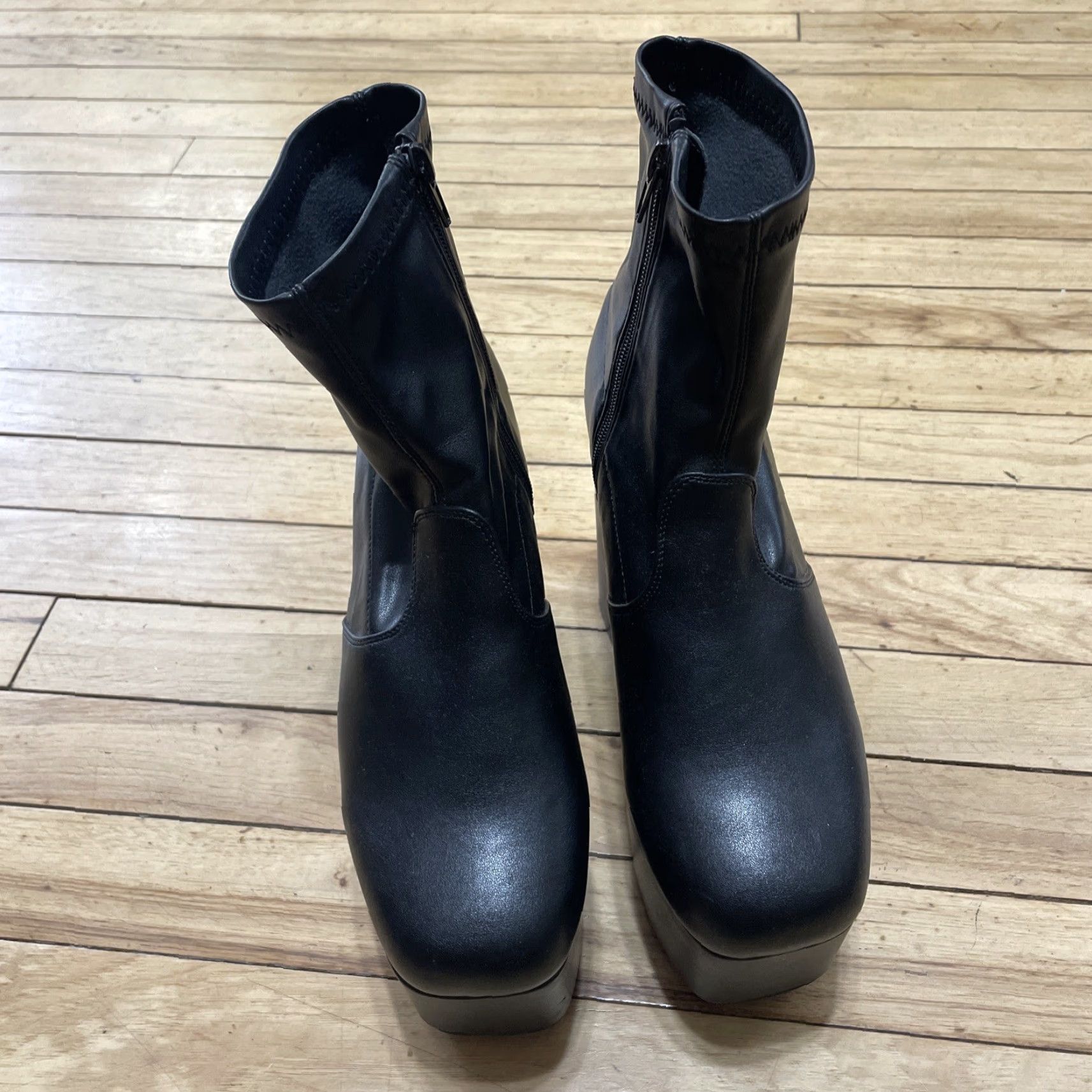 Vintage Harajuku C S. T&P Platform High Heels Black Zip Booties Women 8 Goth Rave Street Size US 8 / IT 38 - 4 Thumbnail