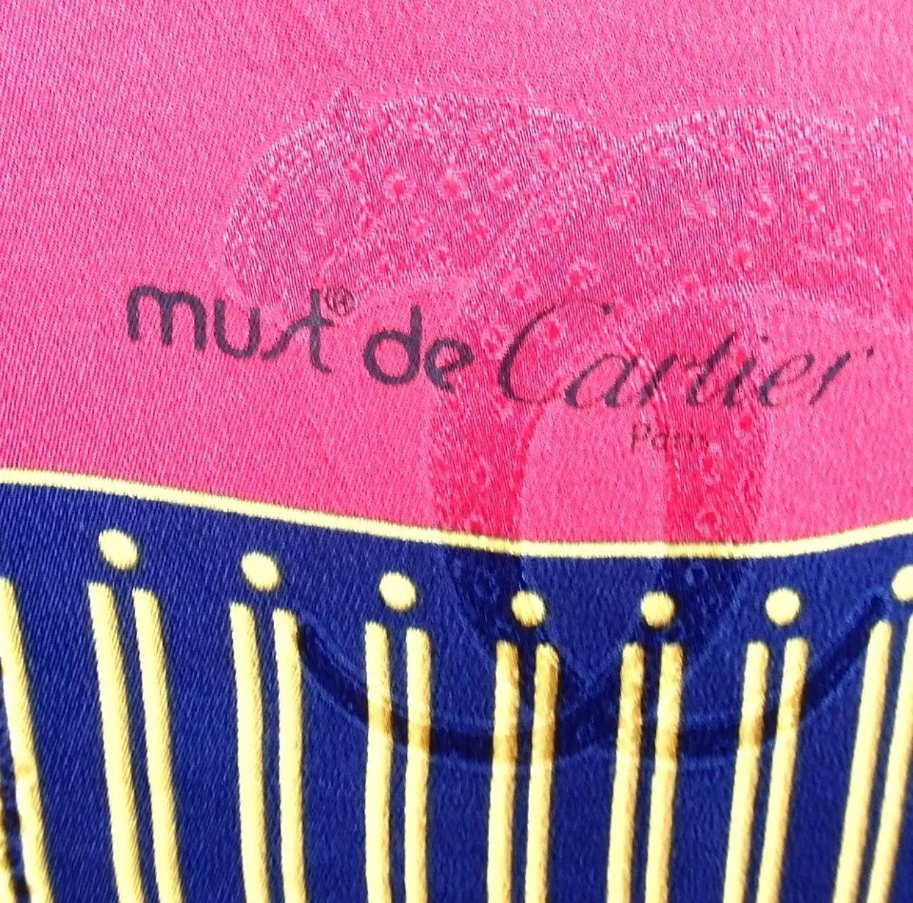 Cartier Cartier Silk scarf blue with clock motif chic handmade Size ONE SIZE - 7 Thumbnail