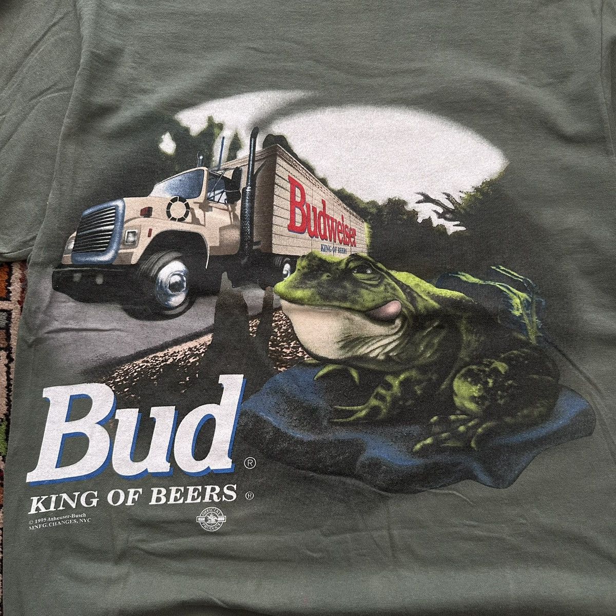 Vintage Vintage 1995 Budweiser Frog T-Shirt Double Sided Beer Promo Size US XL / EU 56 / 4 - 4 Thumbnail