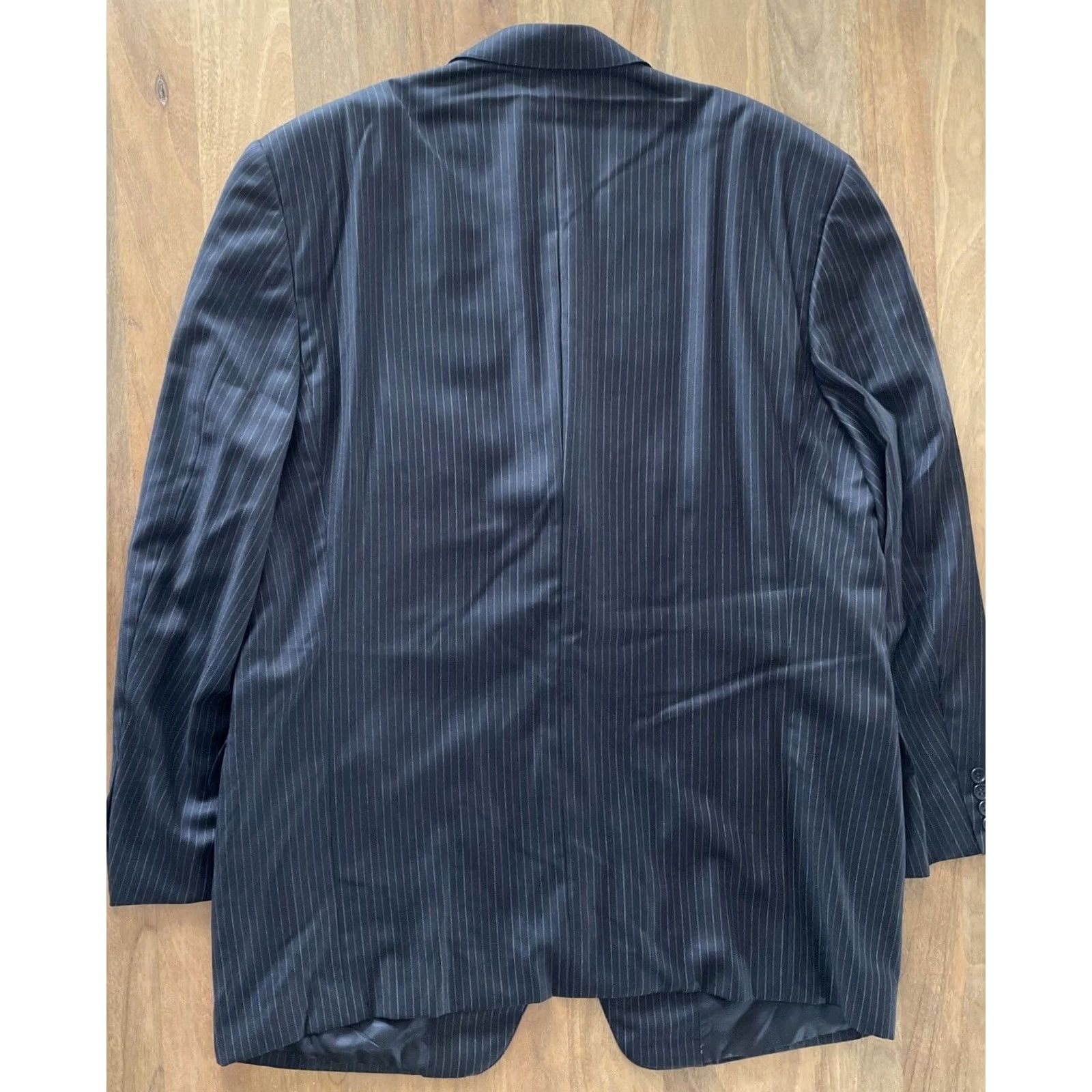 Canali VINTAGE Canali Blazer Jacket Blue Pinstripe Luxury Italy Men 58 (48R US) Sport Coat 90s Designer Size 48R - 2 Thumbnail