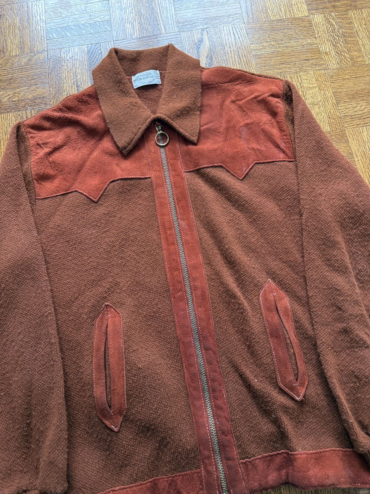 Vintage Vintage 60s Acrylic Suede Zip Up Sweater Size US M / EU 48-50 / 2 - 4 Thumbnail