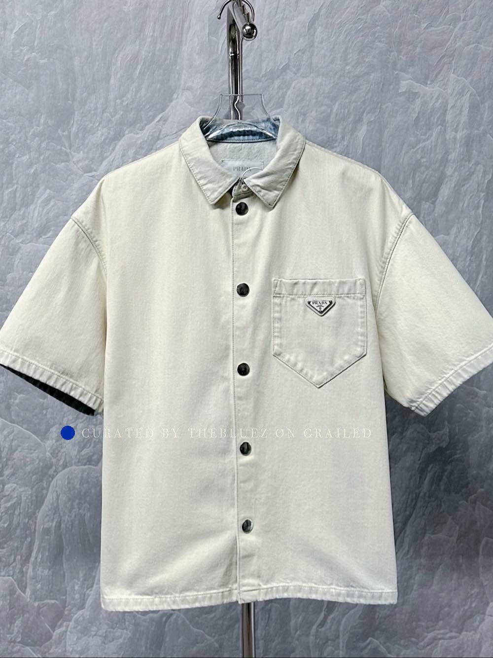 Prada Triangle Logo Short Sleeve Shirt Size US L / EU 52-54 / 3 - 1 Thumbnail