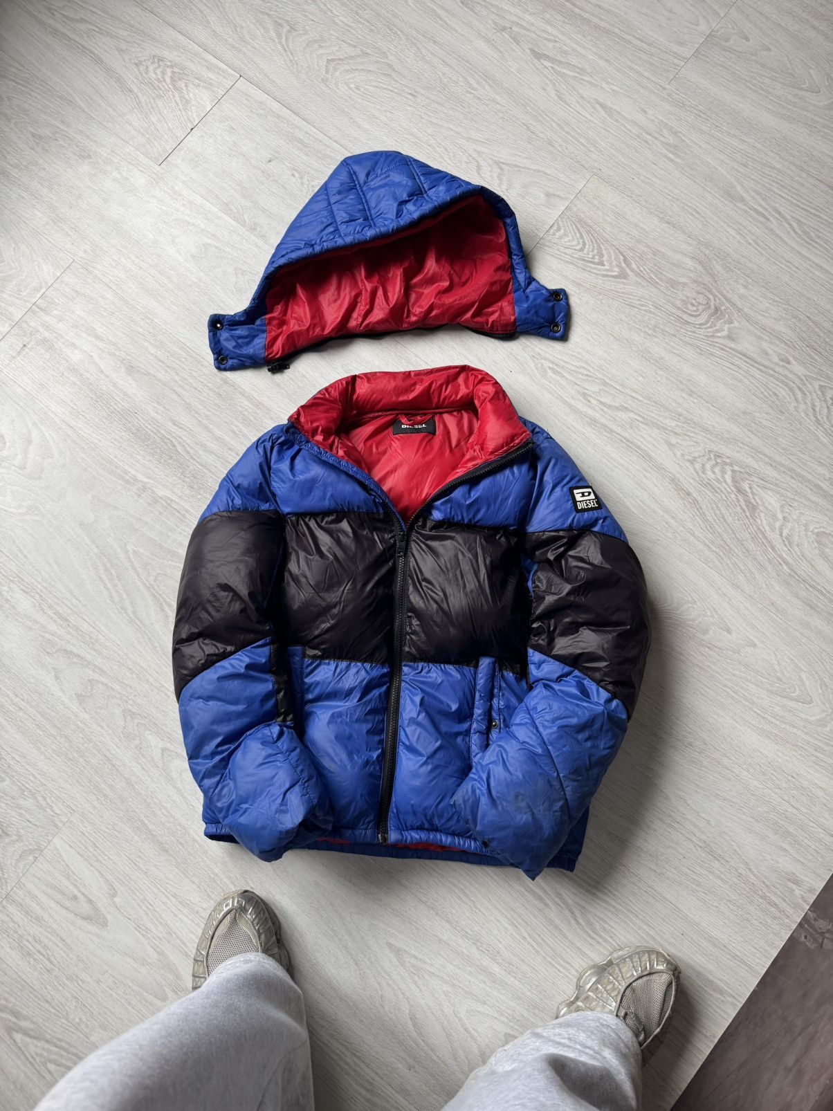 Diesel Diesel Colorblock Puffer Jacket Blue Black Red Hooded Size US S / EU 44-46 / 1 - 4 Thumbnail