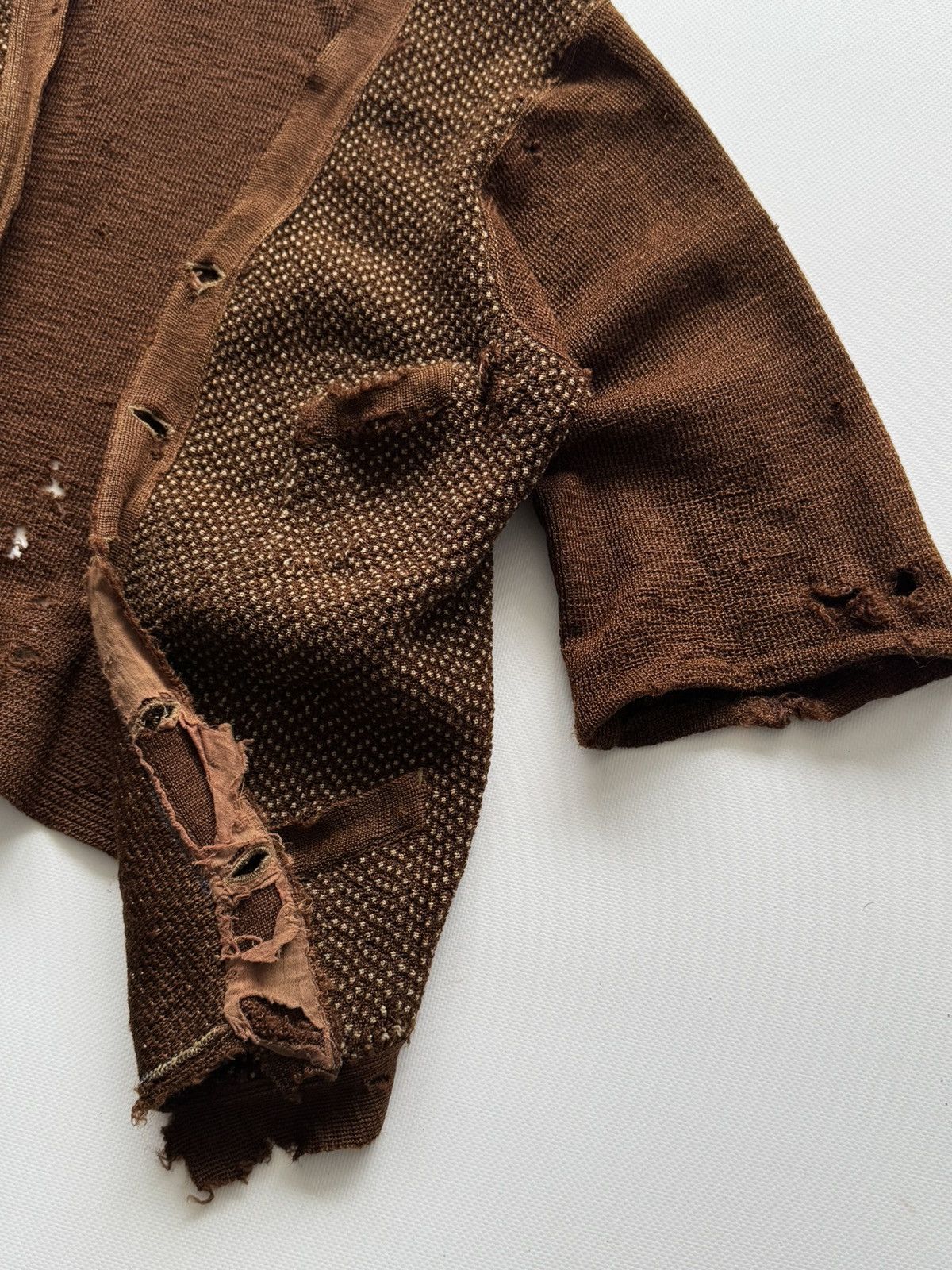 Vintage 1930s German Thrashed Avant Garde Wool Knit Cardigan Size US M / EU 48-50 / 2 - 4 Thumbnail