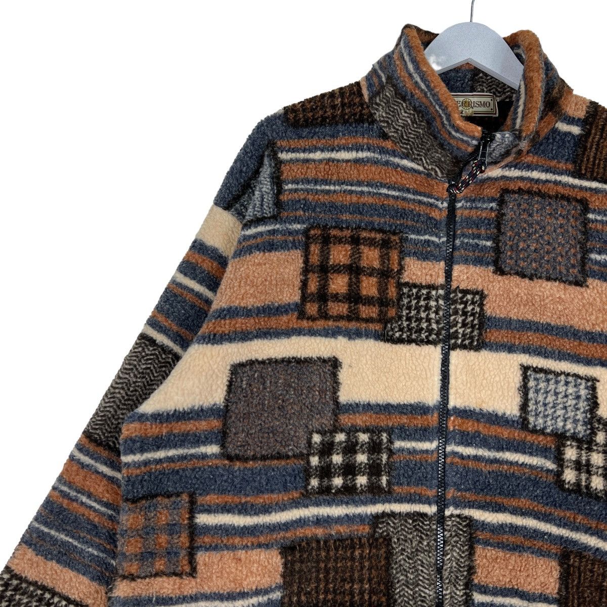 Japanese Brand 🔥 INTERROSMO PATCHWORK FLEECE JACKET NICE DESIGN Size US L / EU 52-54 / 3 - 7 Thumbnail