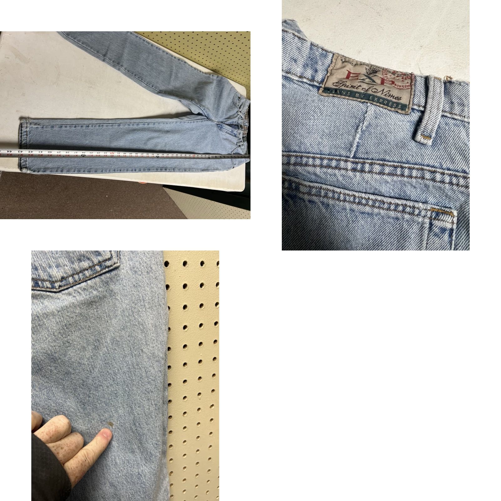 Express Vintage Express Light Blue Jeans - 90s Tapered High Waist Relaxed Fit 5-Pocket Denim Size 30" / US 8 / IT 44 - 8 Thumbnail