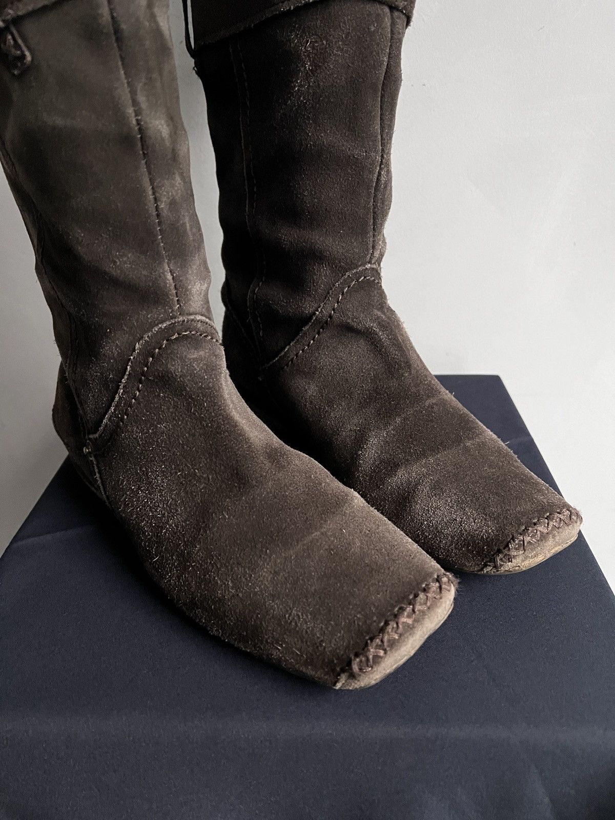 Hedi Slimane Leather suede ankle belted Maison Margiela style boots y2k Size US 7.5 / EU 40-41 - 6 Thumbnail