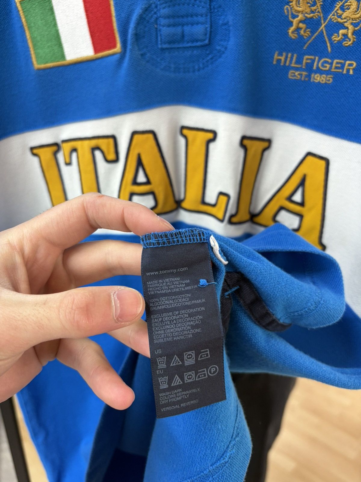 Polo Ralph Lauren Italia Polo Tee Blue 🇮🇹 Vintage Style Big Logo Flag y2k Rugby Size US M / EU 48-50 / 2 - 14 Thumbnail