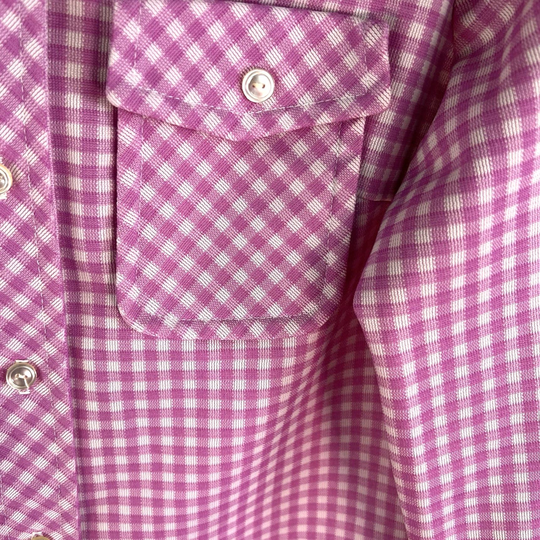 Vintage VINTAGE Country Lane Shirt Womens S/M Pink 1970s Gingham Collared Button-Up Polyester Mod/GoGo USA Seller Size S / US 4 / IT 40 - 4 Thumbnail