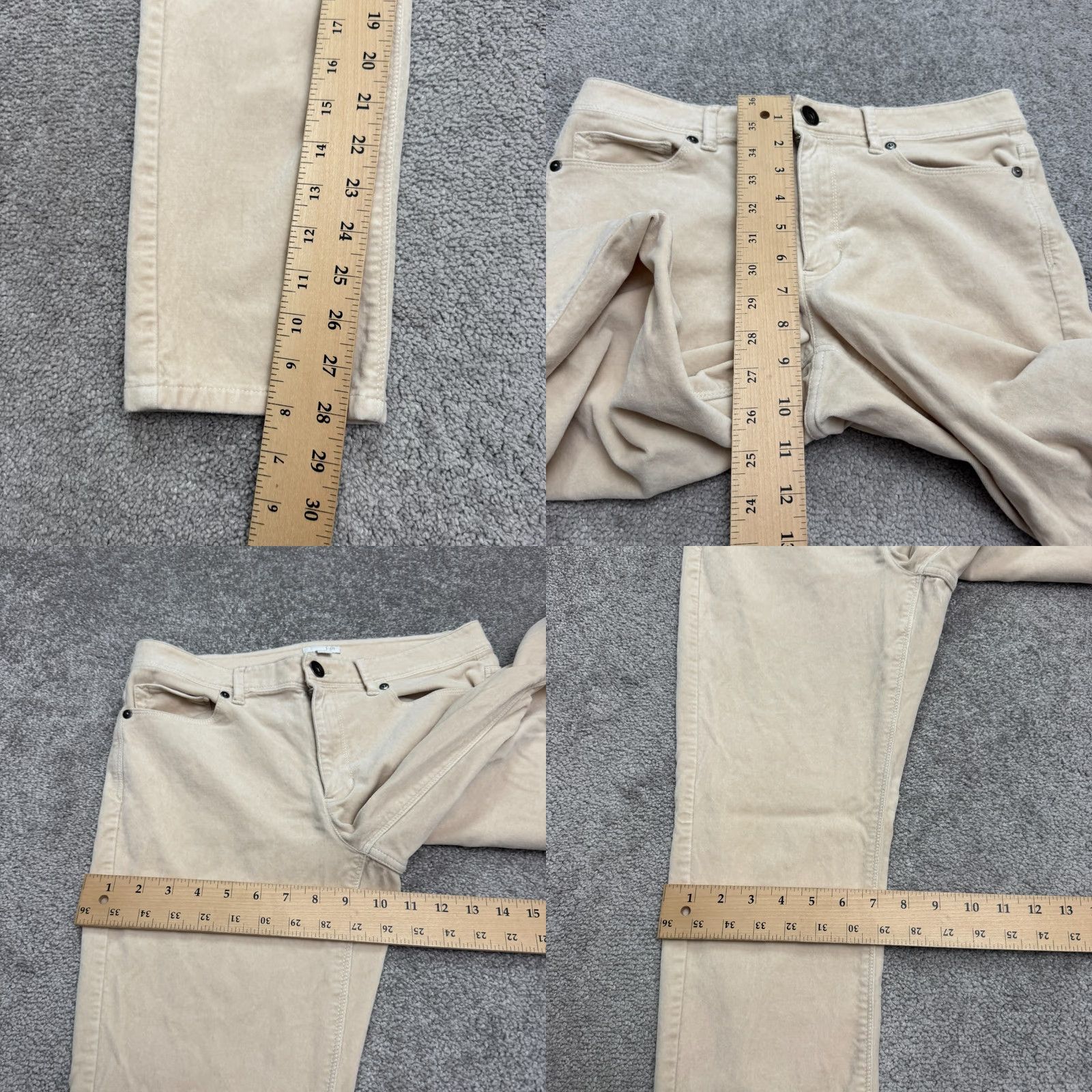 J. Jill J. Jill Beige Velvet Straight Leg Trouser Pants Womens 6 Mid Rise Cotton Stretch Size 28" / US 6 / IT 42 - 9 Thumbnail