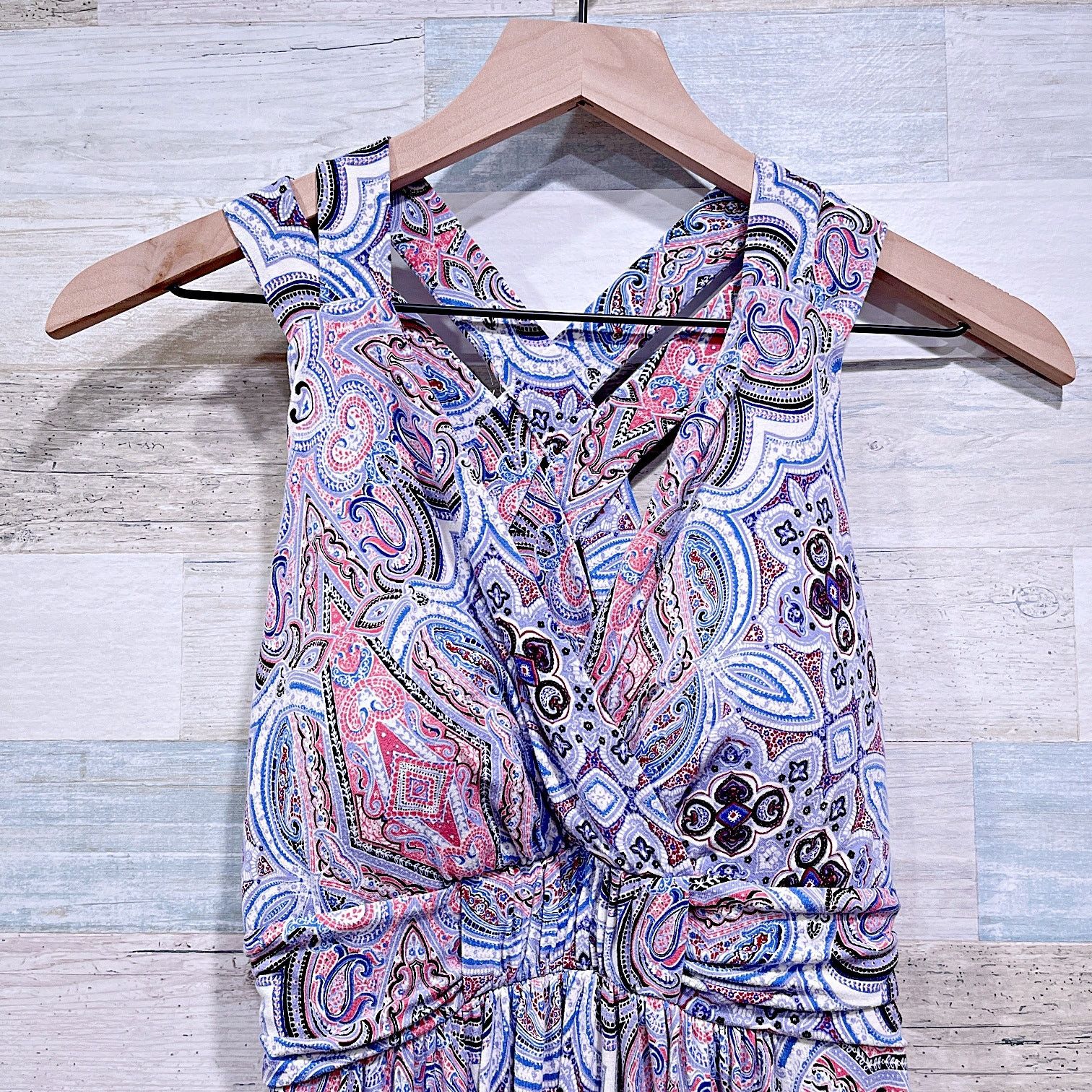 Other Soma Cross Back Scarf Hem Midi Dress Blue Paisley Womens XS Size XS / US 0-2 / IT 36-38 - 2 Thumbnail