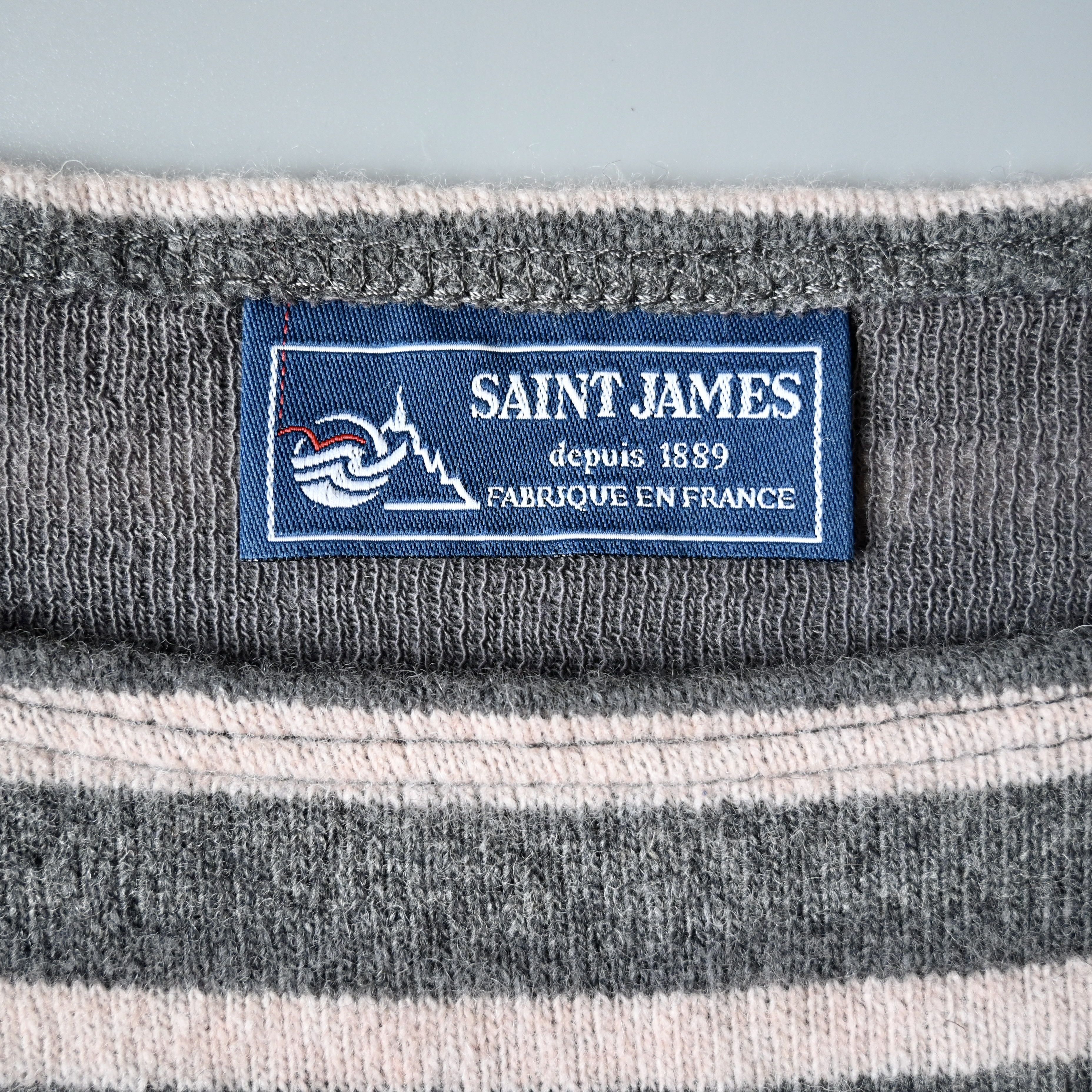 Saint James SAINT JAMES wool blend Breton sweater, gray x pink, 4/M Size US S / EU 44-46 / 1 - 10 Thumbnail