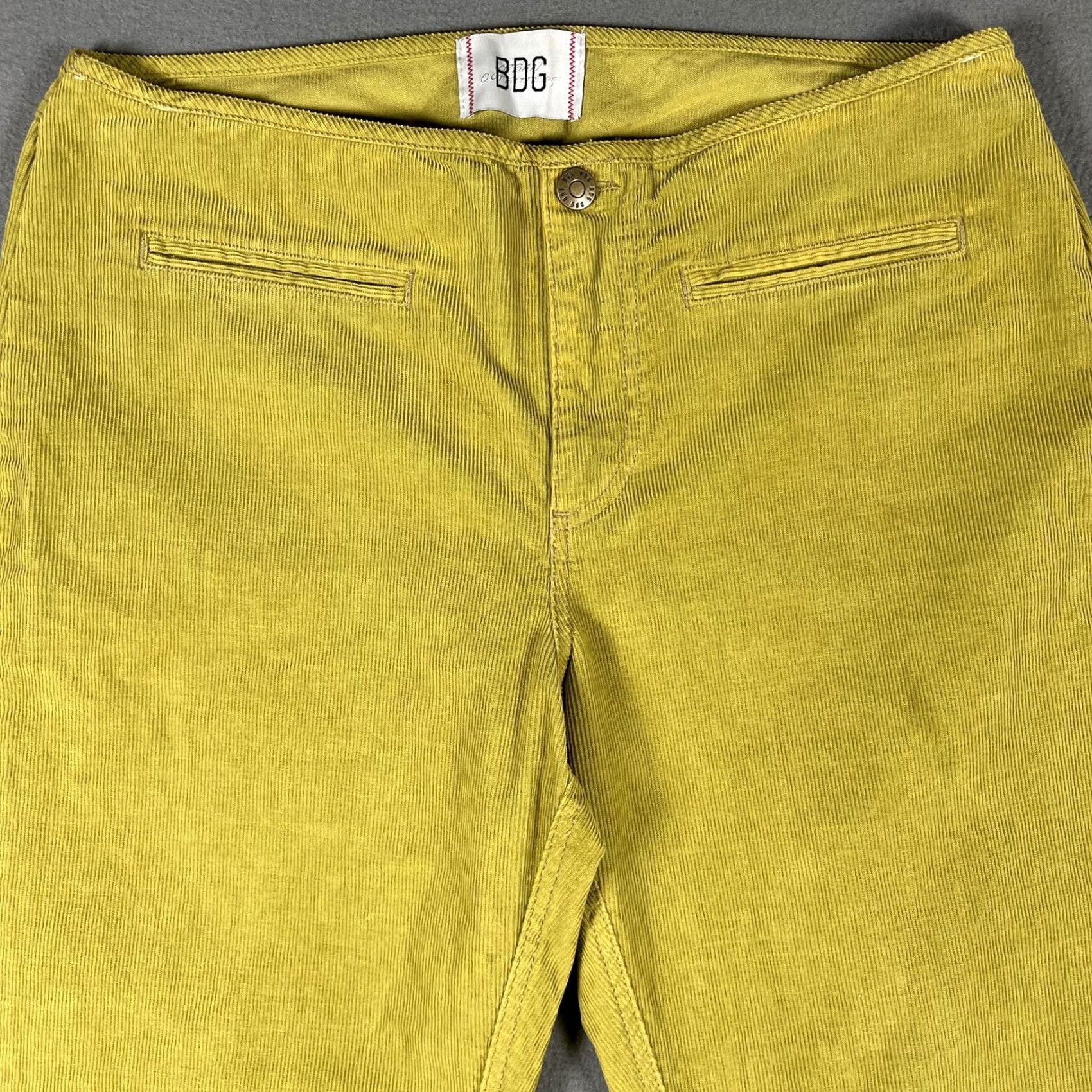Bdg BDG Corduroy Pants Womens 31 Yellow Straight Leg High Rise Urban Outfitters Pants Women Yellow 90s Retro Style with Pockets Size 24" / US 00 / IT 34 - 3 Thumbnail