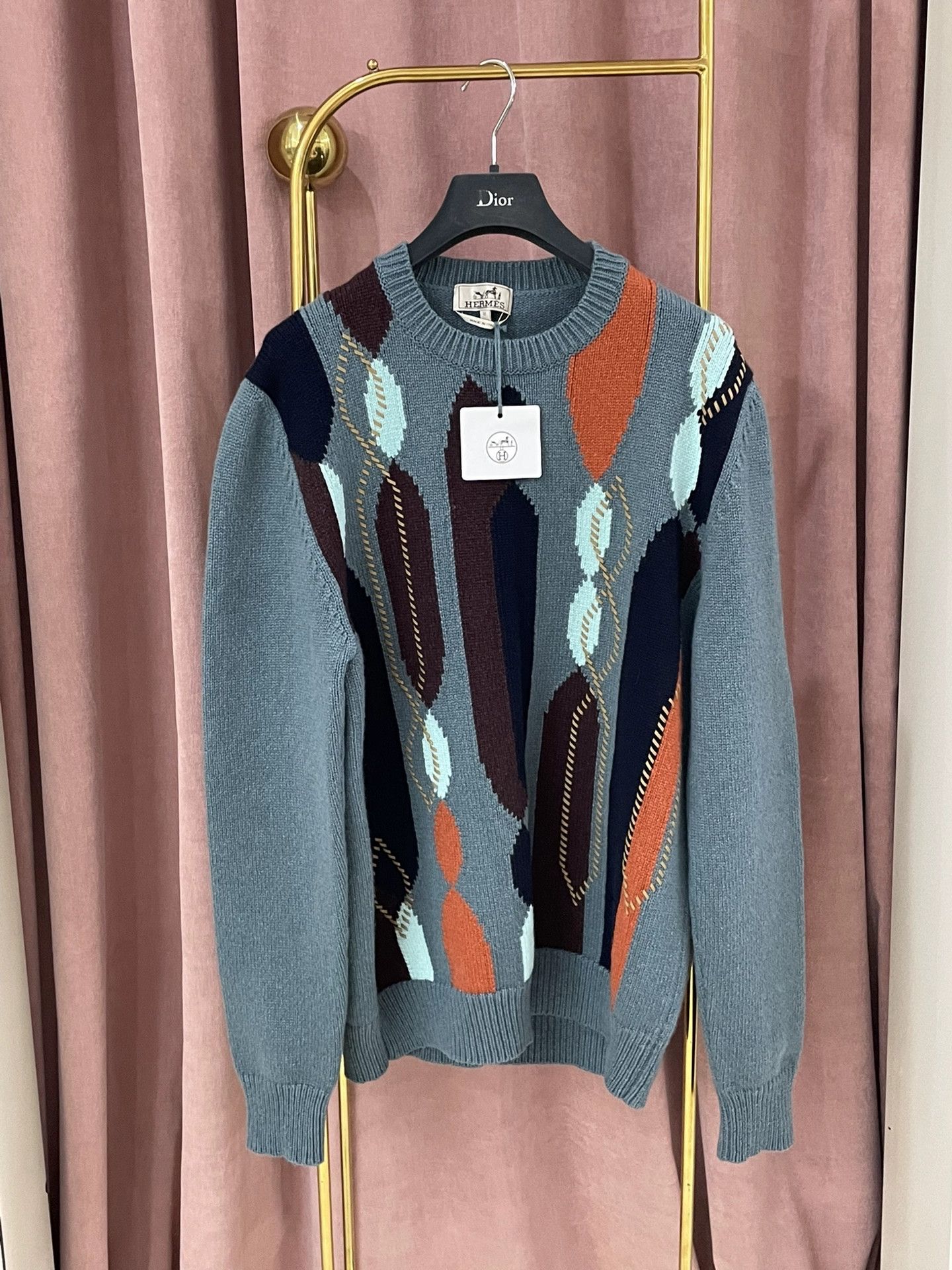 Hermes Hermes Blue Colorblock Cashmere Sweater Size US M / EU 48-50 / 2 - 1 Thumbnail