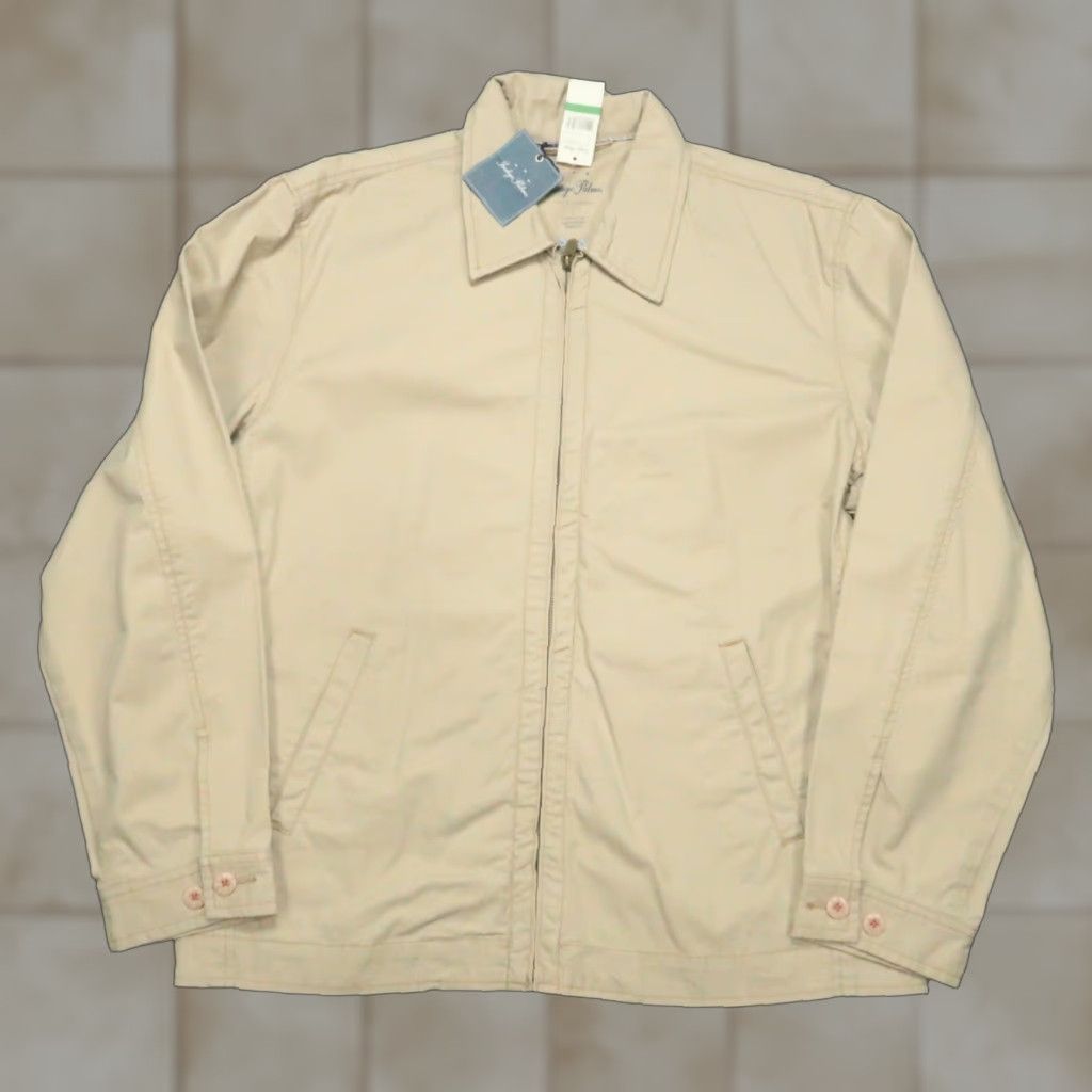 Tommy Bahama Indigo Palms Jacket Men Large New Khaki Tan Bomber Full Zip Pockets Jacket - Regular Fit, Solid Cotton, Zip, Winter Spring Fall, Men, Jacket Size US L / EU 52-54 / 3 - 1 Thumbnail
