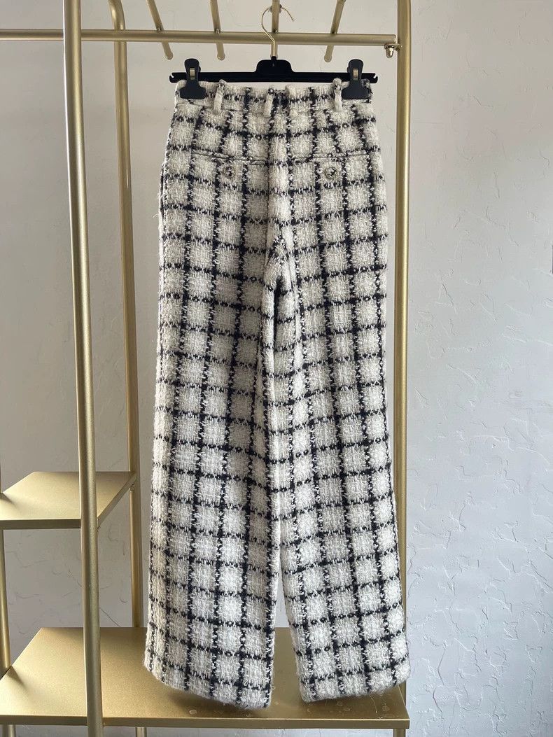 Chanel Chanel 19k thousand-bird check thick tweed wide-leg trouse Size 24" / US 00 / IT 34 - 2 Thumbnail