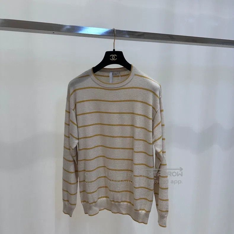 Brunello Cucinelli Brunello Cucinelli Striped Crew Neck Knit Sweater Size S / US 4 / IT 40 - 1 Thumbnail