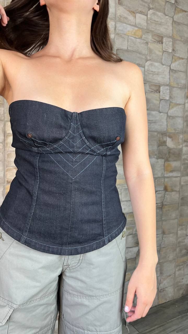 Jean Paul Gaultier × Vintage VTG JEAN PAUL GAULITER JEAN'S 90S Archive DENIM CORSET TOP Size L / US 10 / IT 46 - 5 Thumbnail
