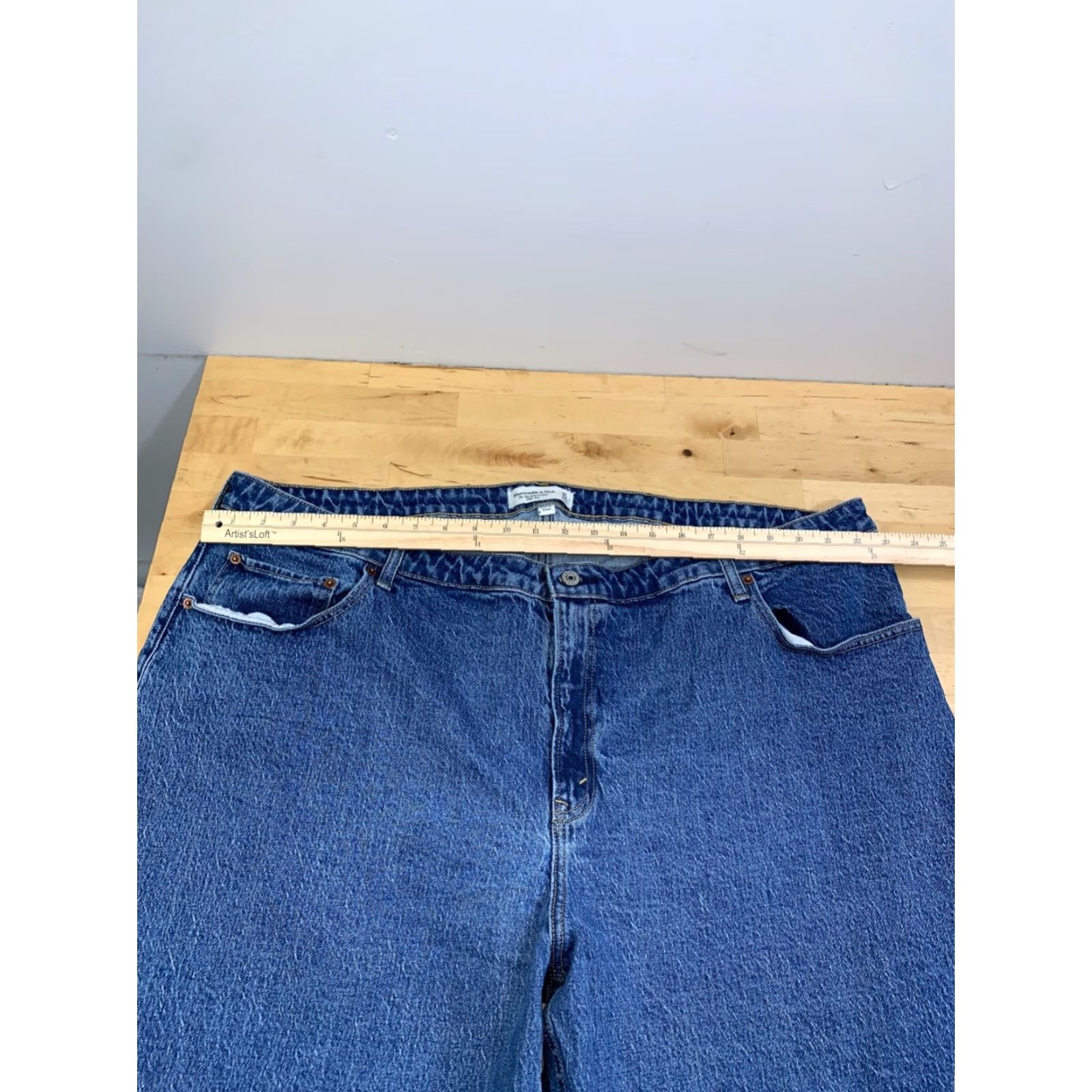 Abercrombie & Fitch Abercrombie & Fitch High Rise Straight Jeans Women 38 Blue 5-Pocket Denim 90s Bohemian 27in Inseam Mens Womens Boys Girls Size 26" / US 2 / IT 38 - 5 Thumbnail
