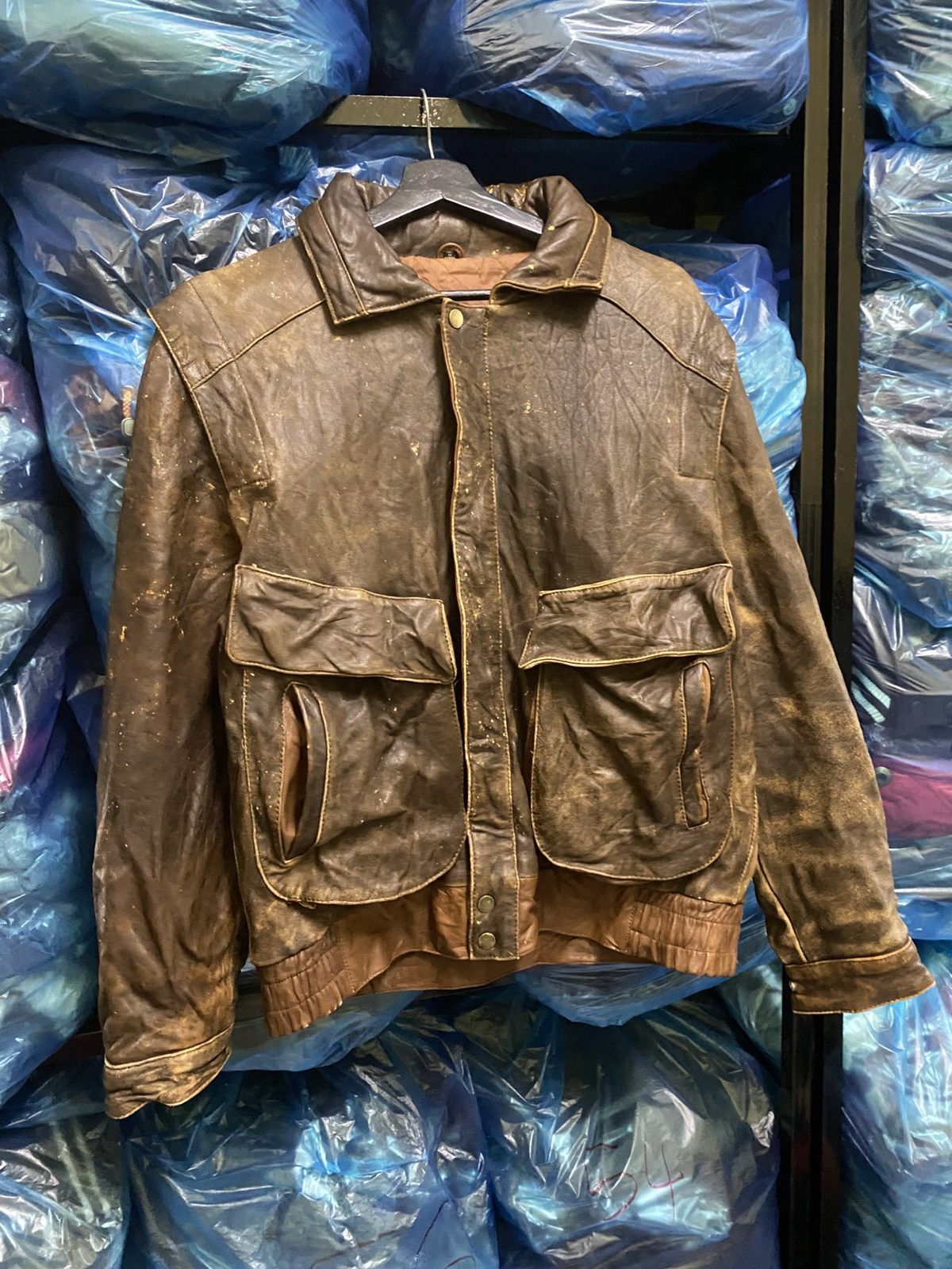 Other Vintage Distressed Brown Leather Jacket Large Front Pockets Size US M / EU 48-50 / 2 - 5 Thumbnail