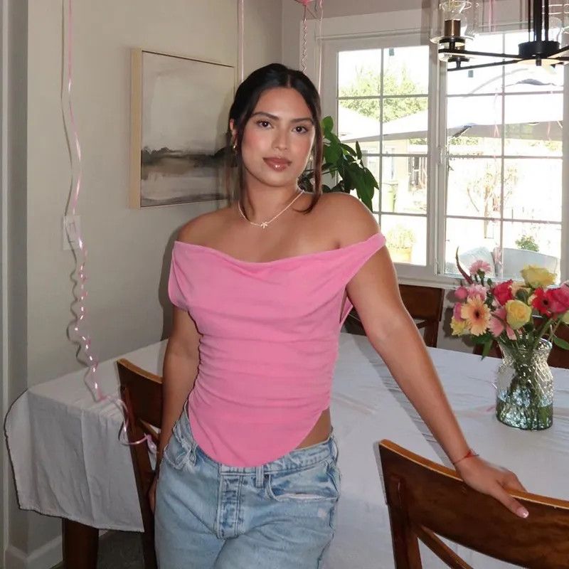 Other Slim Fit Tshirt American style Off shoulder Pleated new Top Size L / US 10 / IT 46 - 1 Thumbnail