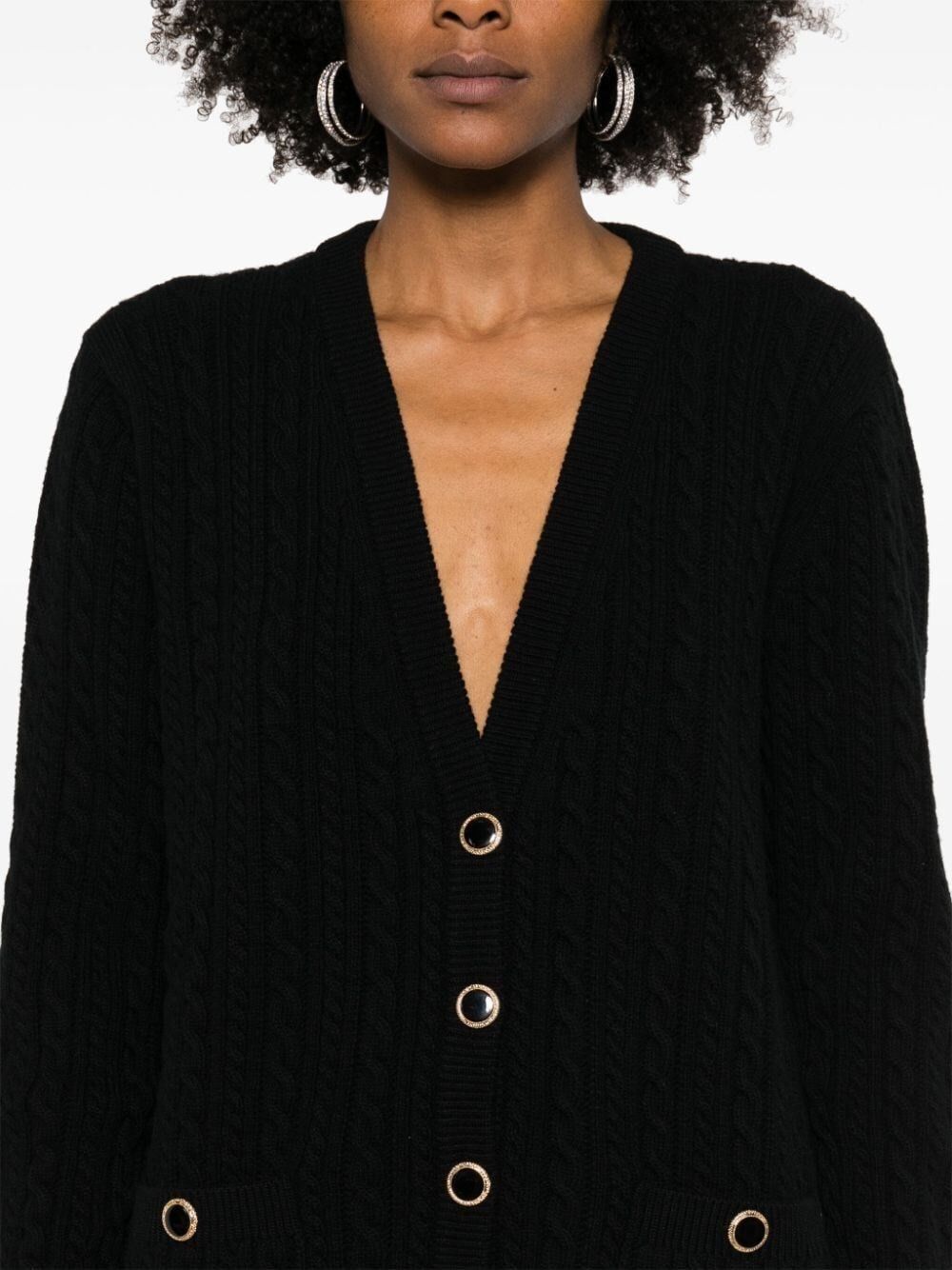 Alessandra Rich o1s22i1n0225 Oversized Wool Cardigan in Black Size S / US 4 / IT 40 - 5 Thumbnail