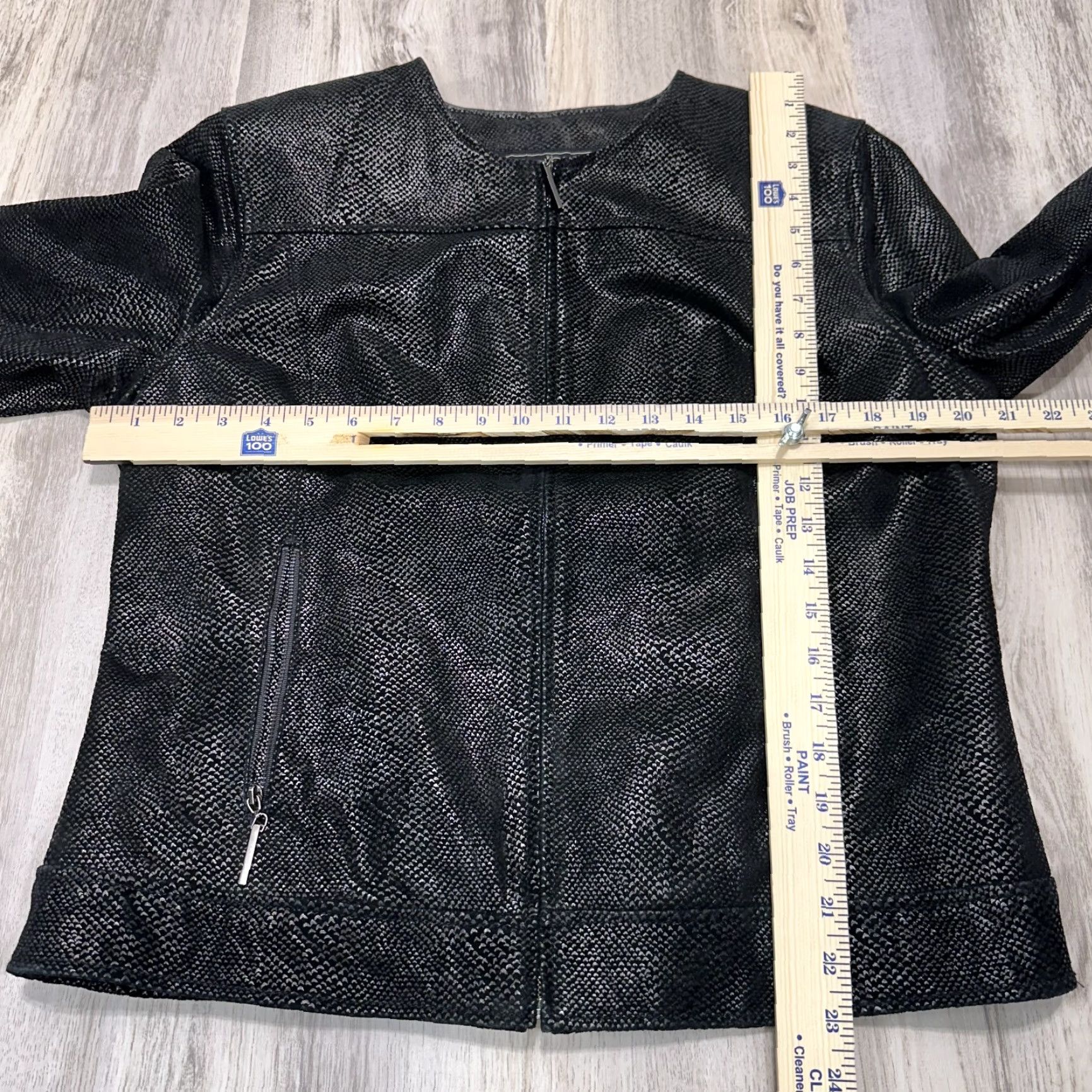 Vintage Terry Lewis Leather Jacket Women Snake Print Collarless Zip M Black Crewile? Size M / US 6-8 / IT 42-44 - 2 Thumbnail