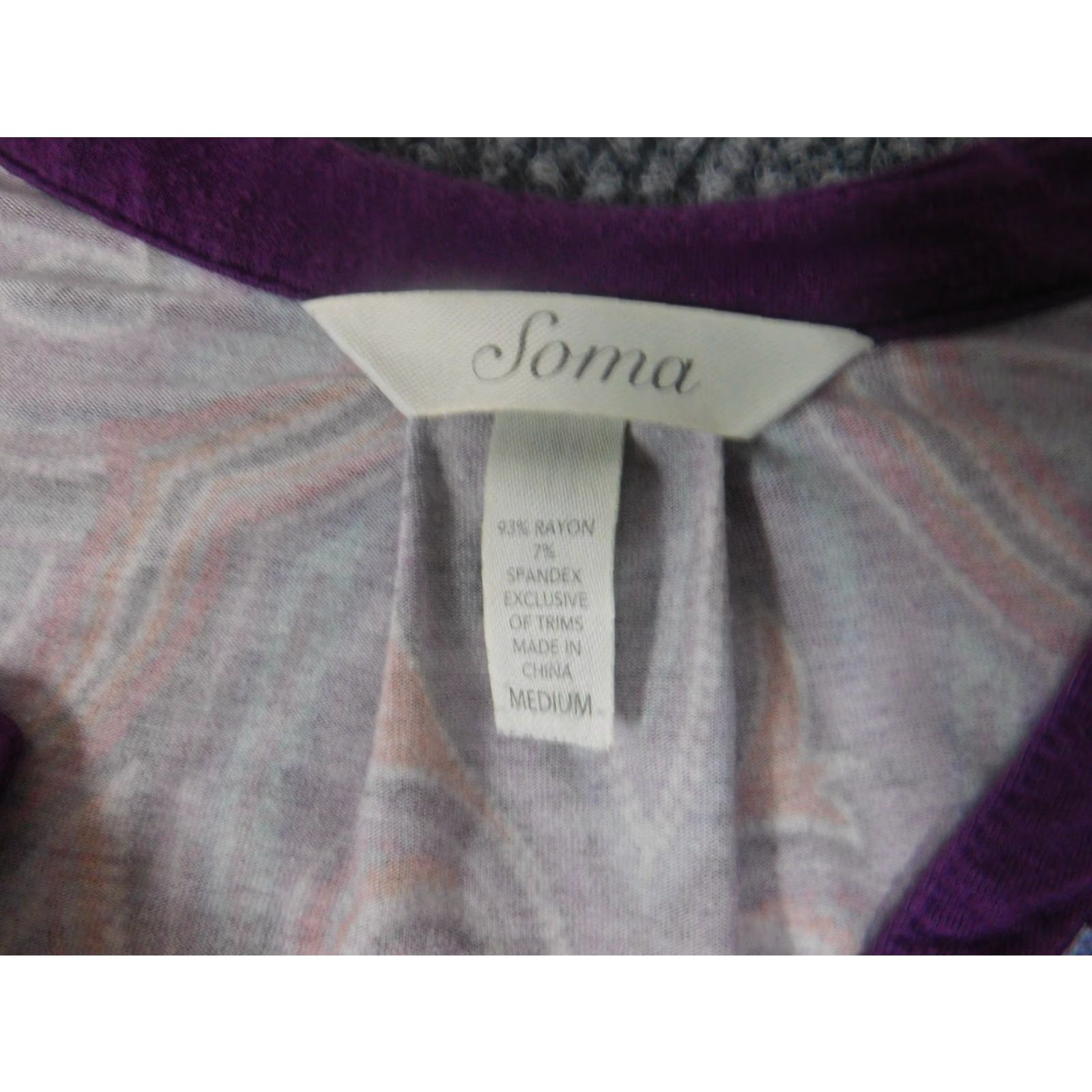 Vintage Soma Womens Blouse M Purple Stretch Solid Long Sleeve Collared Pullover Casual Cap Sleeve Ruffle Polyester Woven Regular Classic Basic Size M / US 6-8 / IT 42-44 - 5 Thumbnail