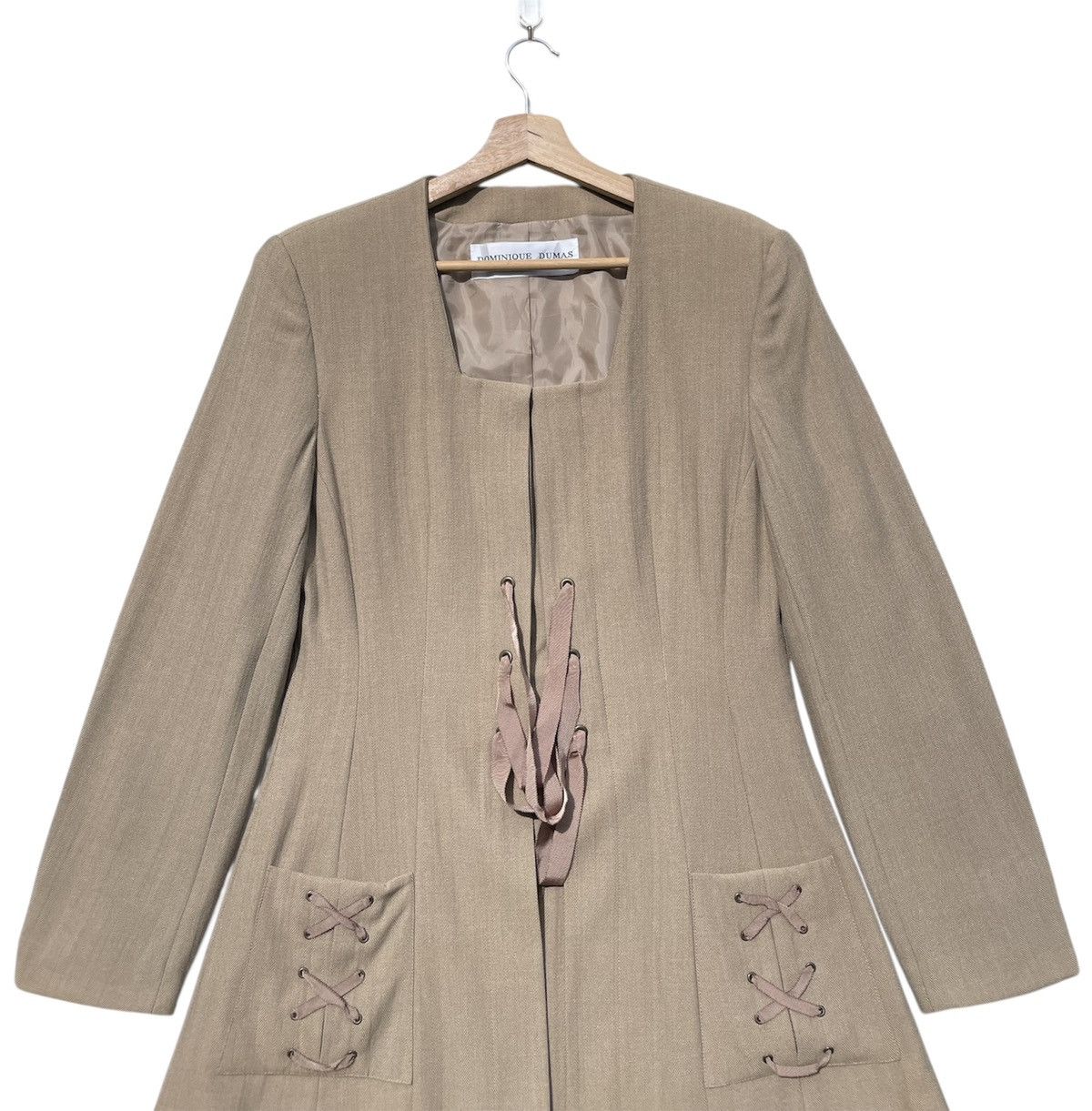 Japanese Brand RARE🔥 Dominique Dumas Paris Beige Jacket with Lace Up Detail Size M / US 6-8 / IT 42-44 - 3 Thumbnail