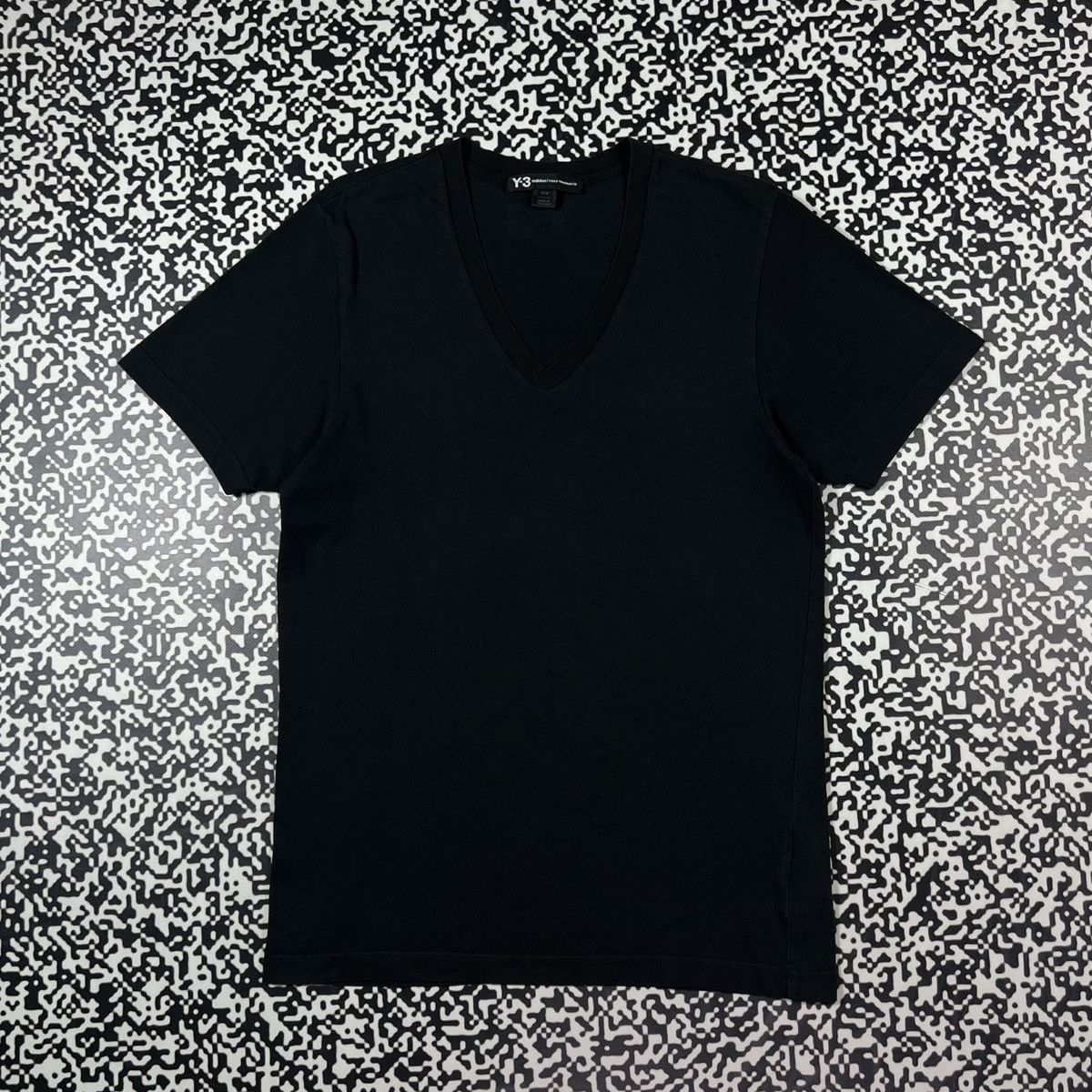 Vintage Y2K Y-3 X Adidas Basic Black V Neck Casual T-shirt