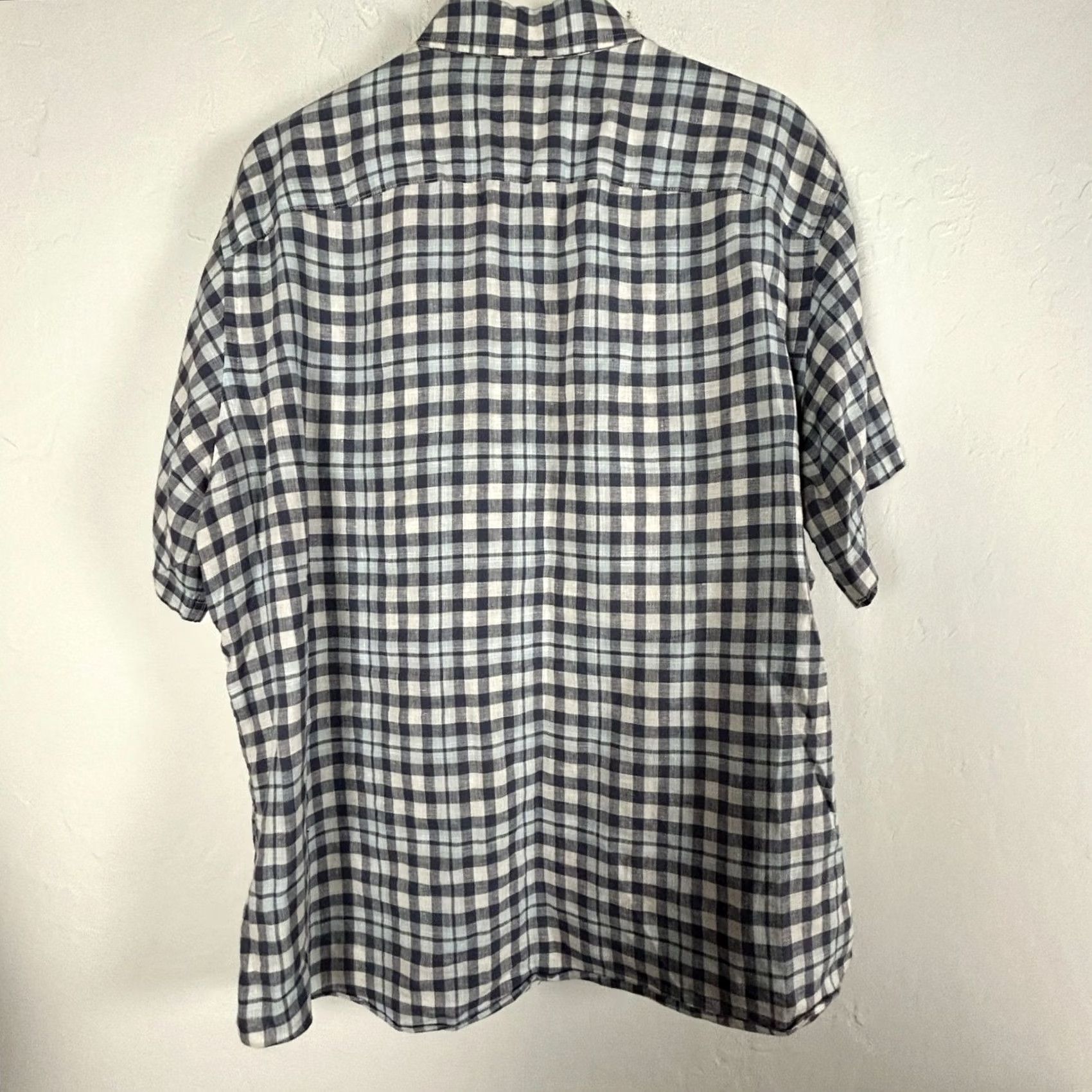 UNTUCKit UNTUCKit Mens Wrinkle-Resistant Gingham Short Sleeve Linen Shirt XL Blue NWOT Size US XL / EU 56 / 4 - 2 Thumbnail