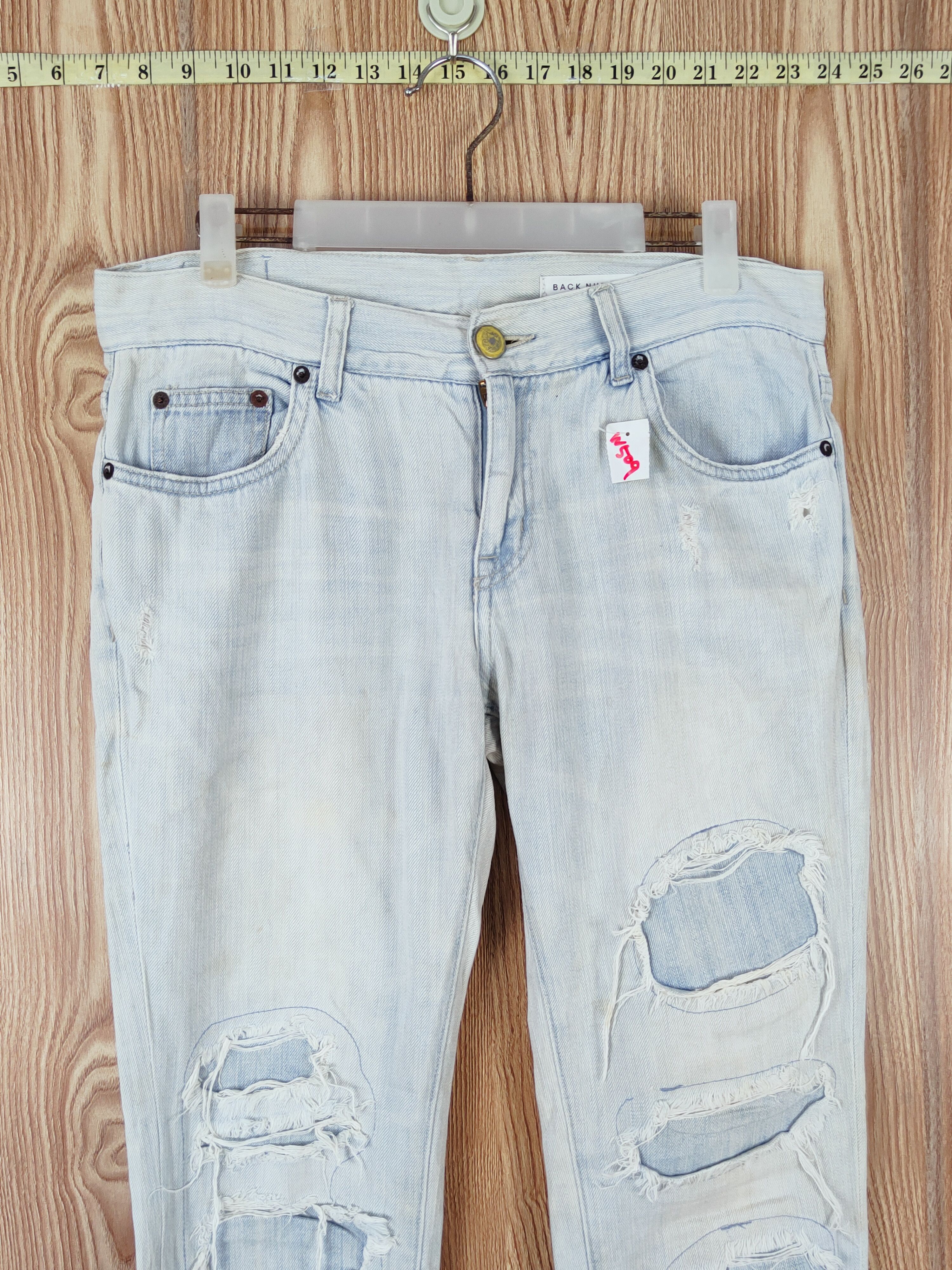 Japanese Brand × Vintage Back Number Blue Distressed Ripped Jeans #W509 Size 34" / US 12 / IT 48 - 2 Thumbnail