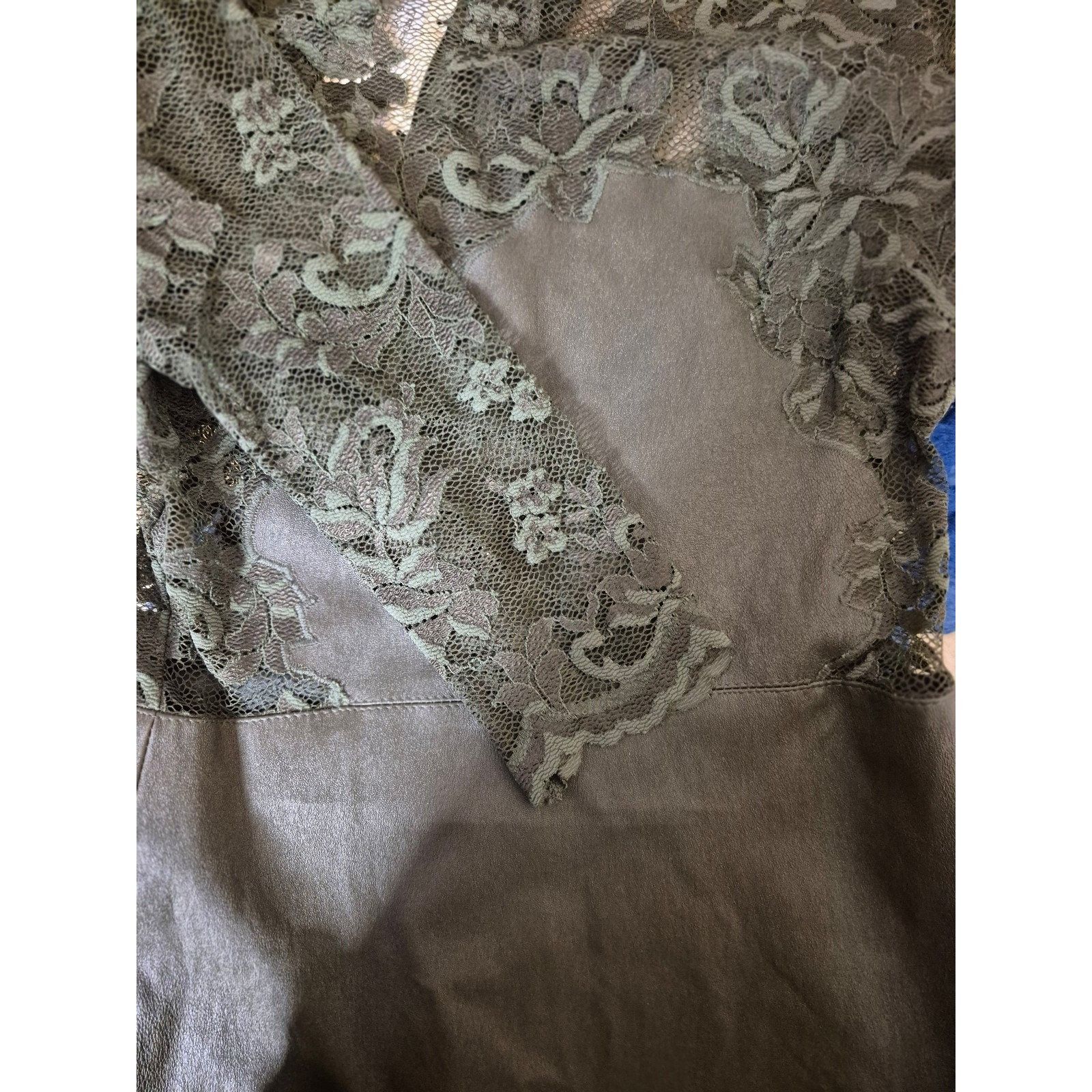 Other Olvi's Leather and Lace Pencil Sheath Dress Dark Green Sz 1 Size XS / US 0-2 / IT 36-38 - 3 Thumbnail