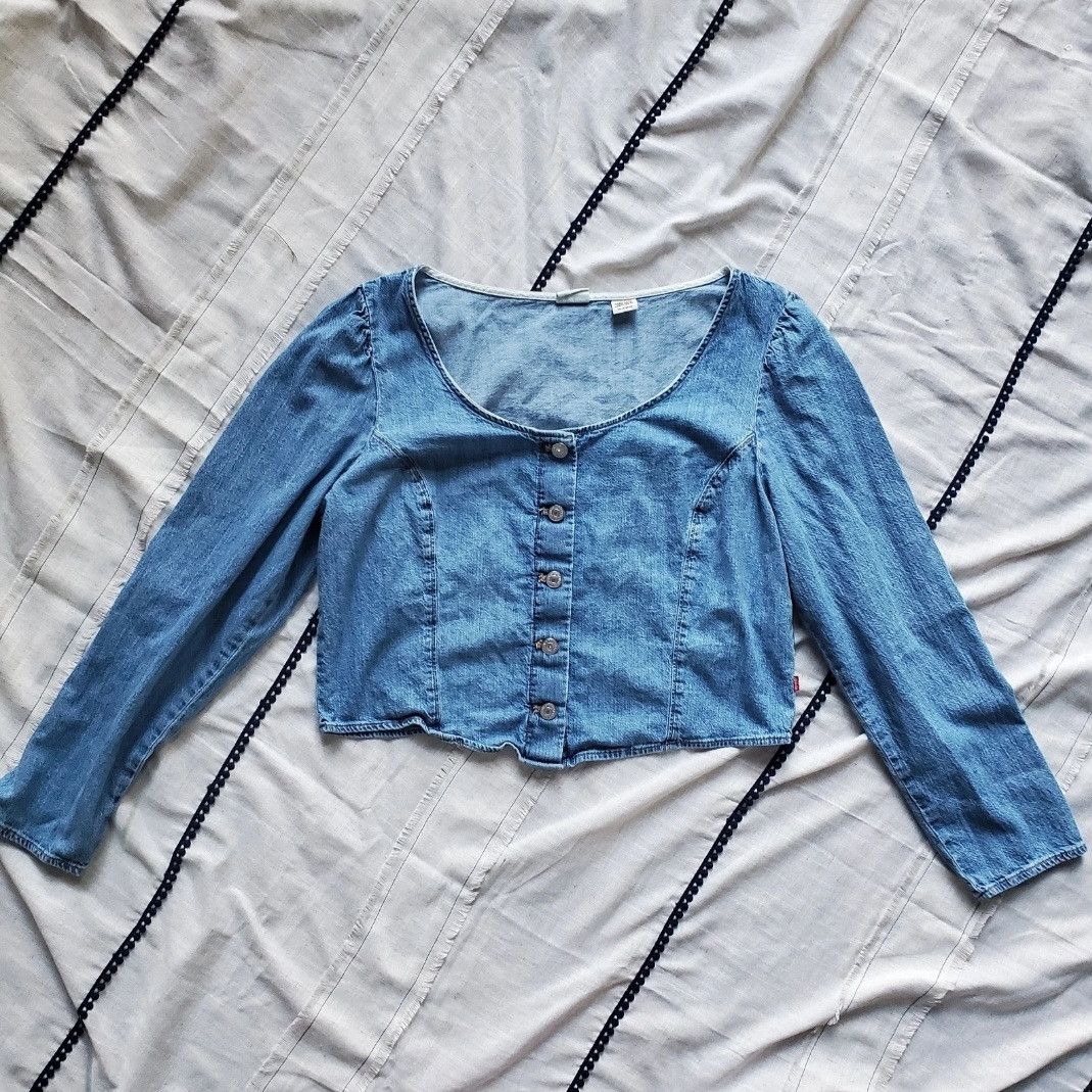 Levi's Levi's Daryn Corset Top Long Sleeve Blue Denim Sz:XXL Size XXL / US 16-18 / IT 52-54 - 1 Thumbnail
