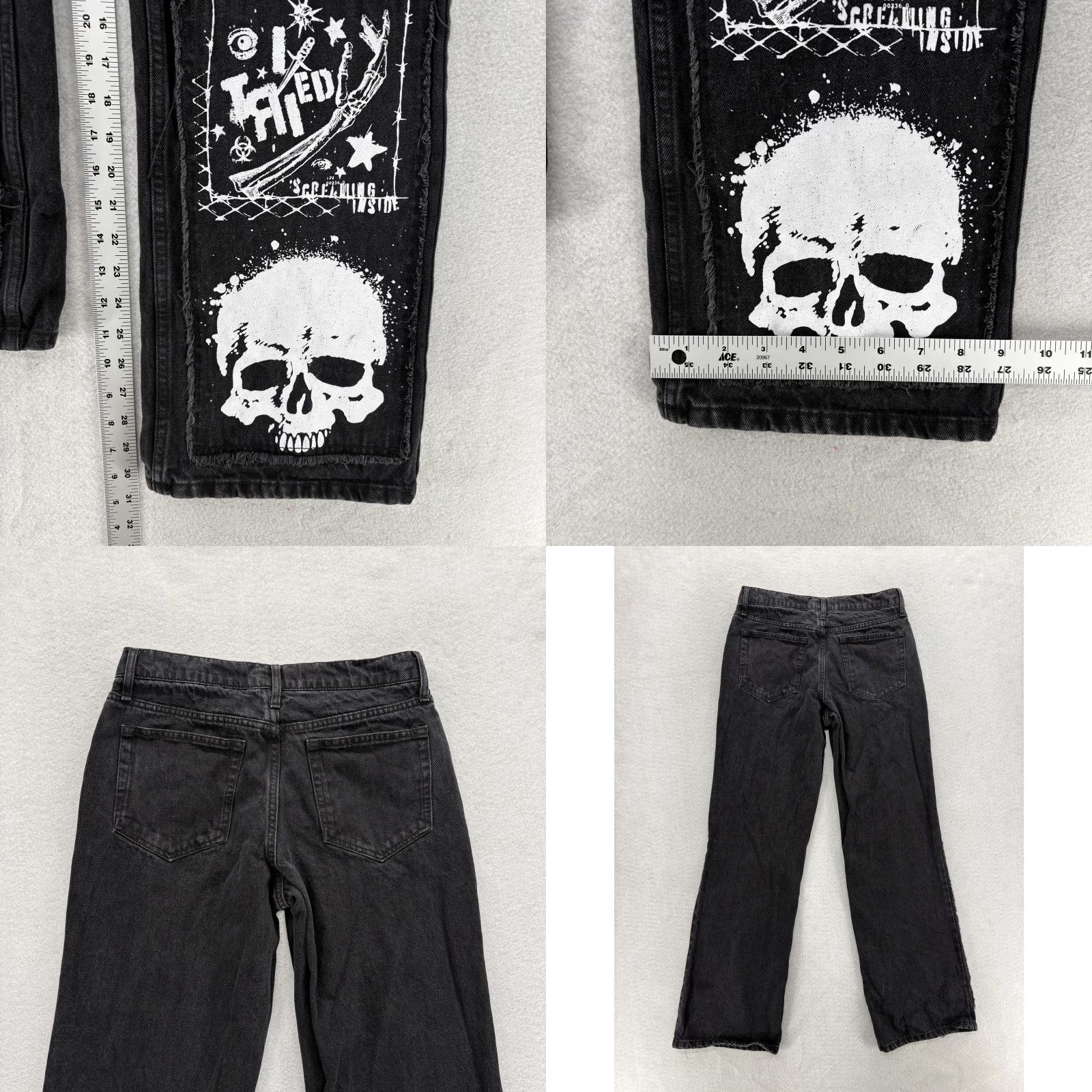 Hot Topic Hot Topic Jeans Mens 28x32 Black Dark Wash Relaxed Skull Patch Denim Gothic Punk Jeans Shirt, Pants, Pants? Size US 28 / EU 44 - 8 Thumbnail