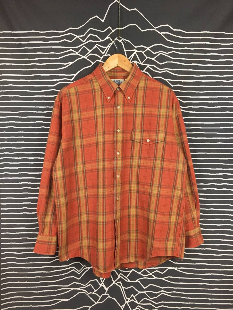image of J Press VTG J.press Plaid Corduroy Button Down Shirt, Men's (Size Large)