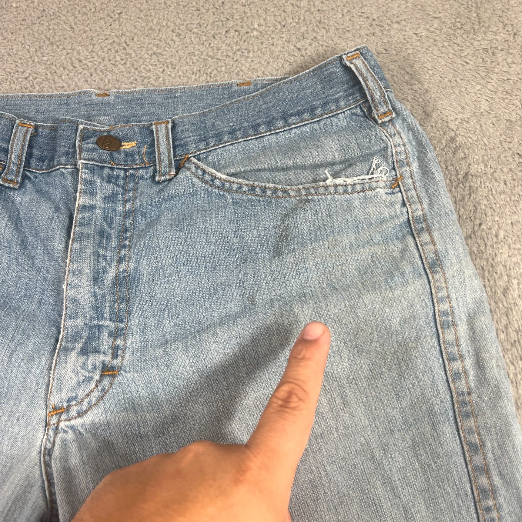 Lee VINTAGE Lee Jeans 35x27 Bootcut Flared Blue Denim Made in USA Mens Size US 35 - 6 Thumbnail