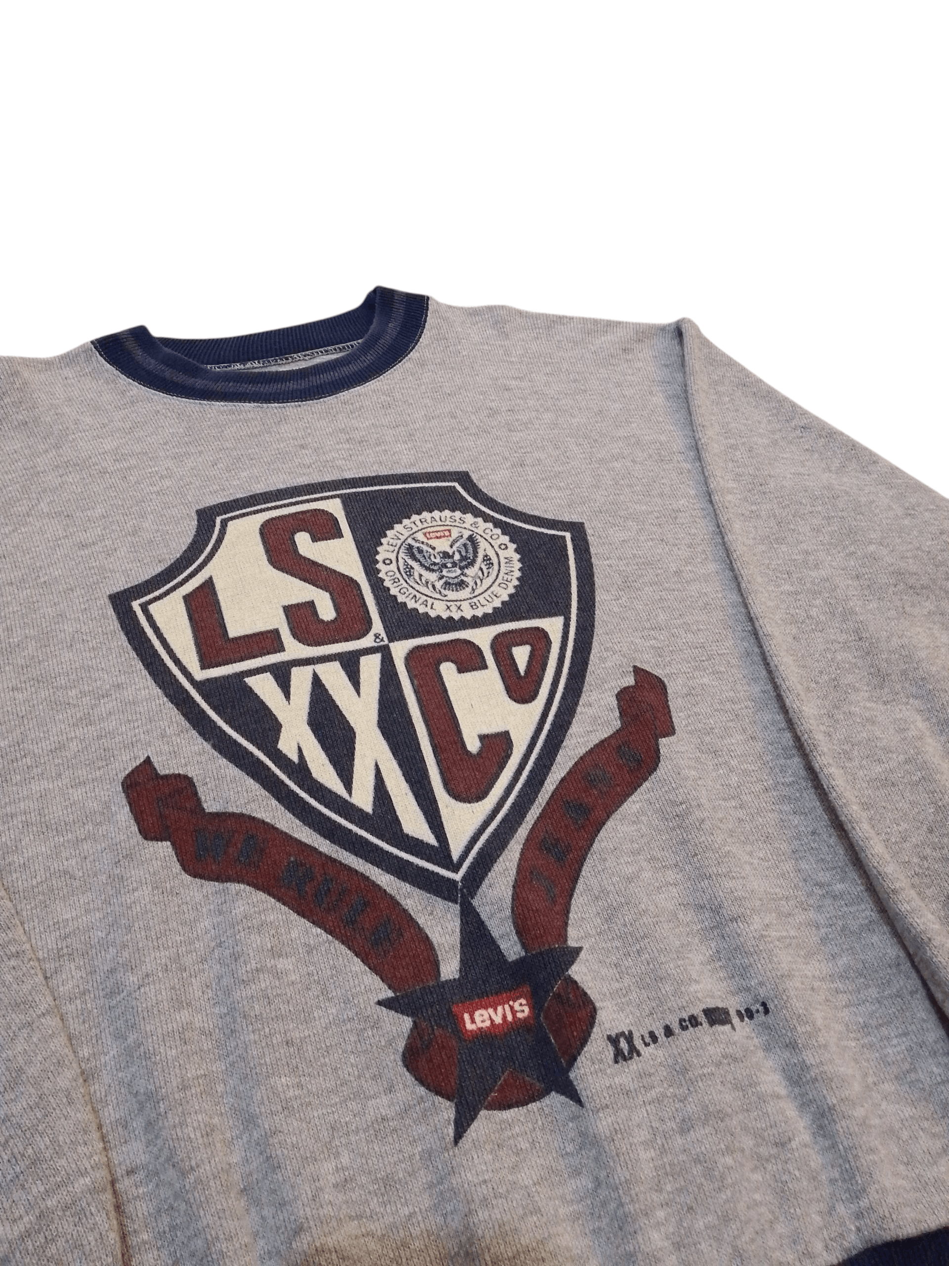 Levi's Vintage Levi’s 1990s Grey Big Logo Acrylic Print Sweater Size US L / EU 52-54 / 3 - 2 Thumbnail