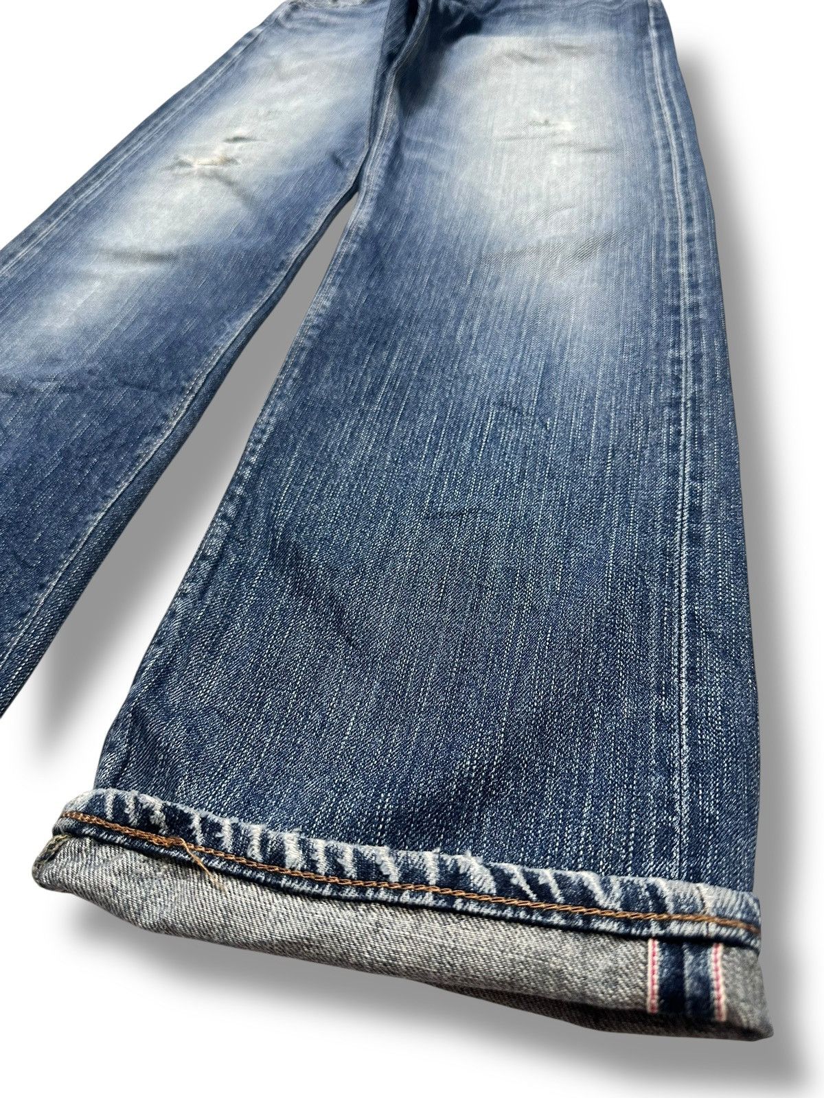 Edwin Vintage Insane Edwin 505z Orange Tab Selvedge Straight Jeans Size US 30 / EU 46 - 16 Thumbnail